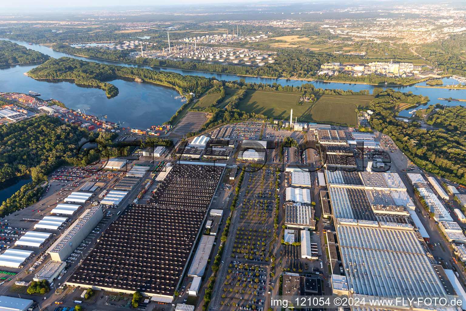 Daimler truck factory in Wörth am Rhein in the state Rhineland-Palatinate, Germany out of the air