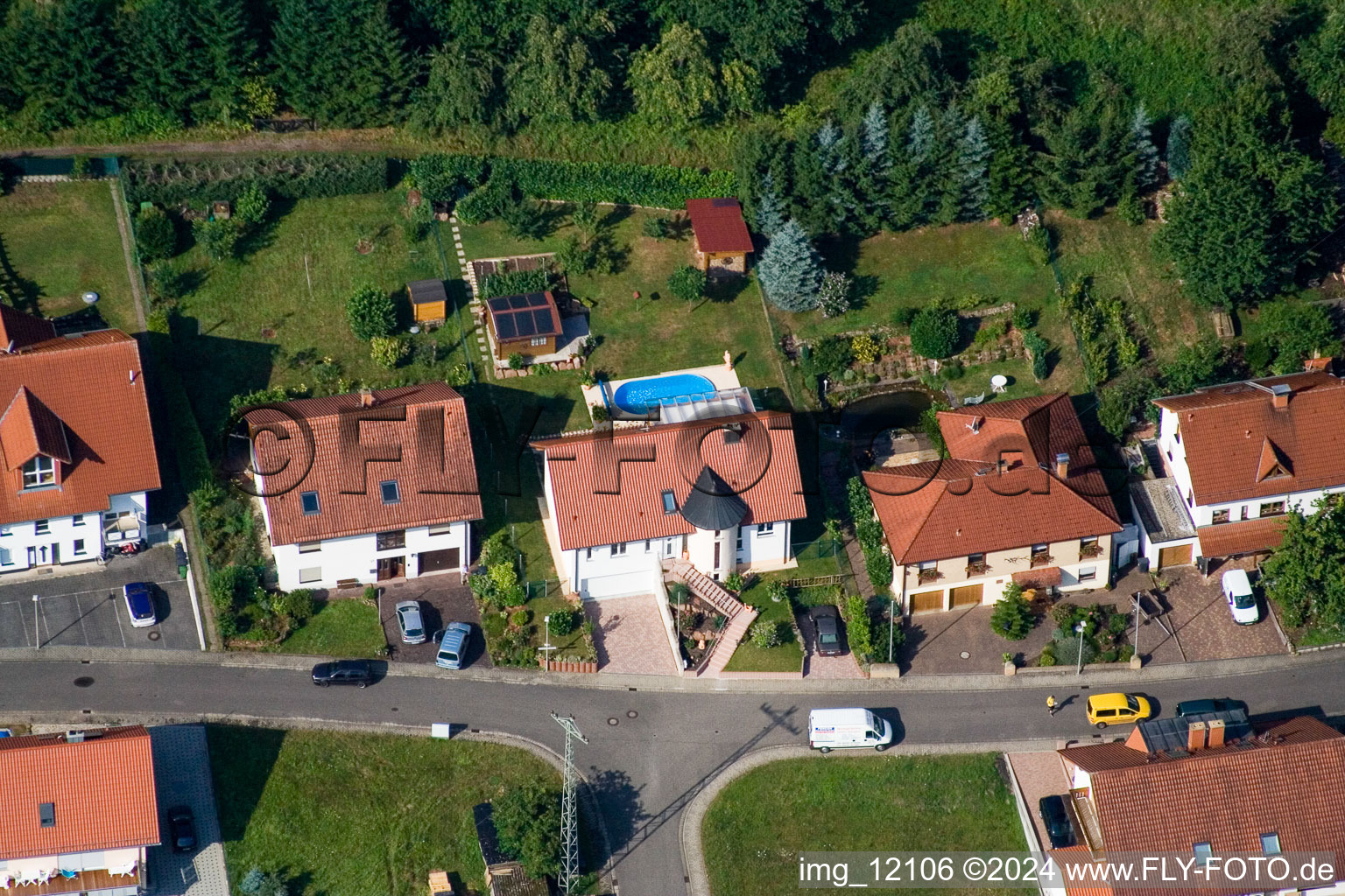 Bird's eye view of Eußerthal in the state Rhineland-Palatinate, Germany