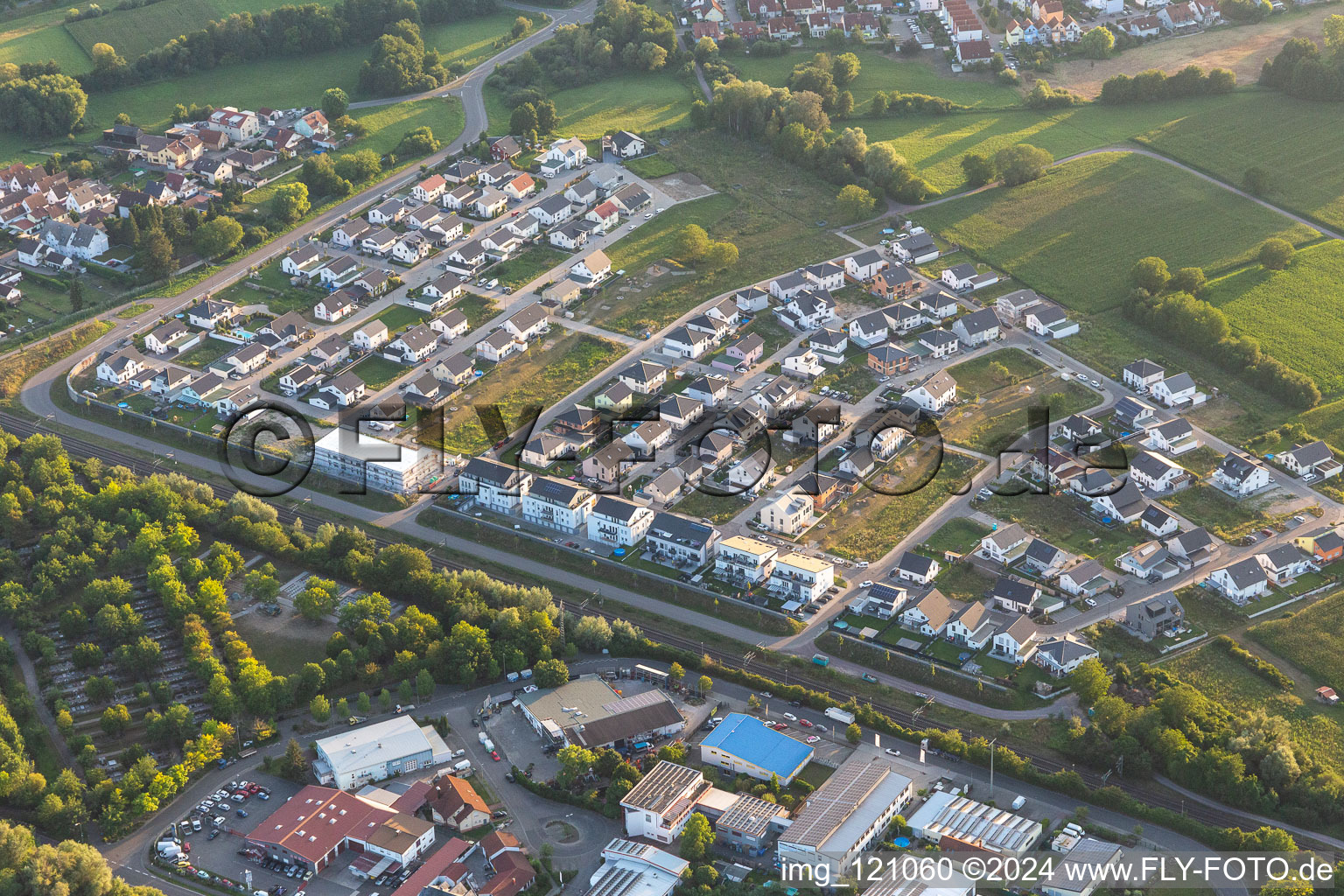 Wörth am Rhein in the state Rhineland-Palatinate, Germany viewn from the air