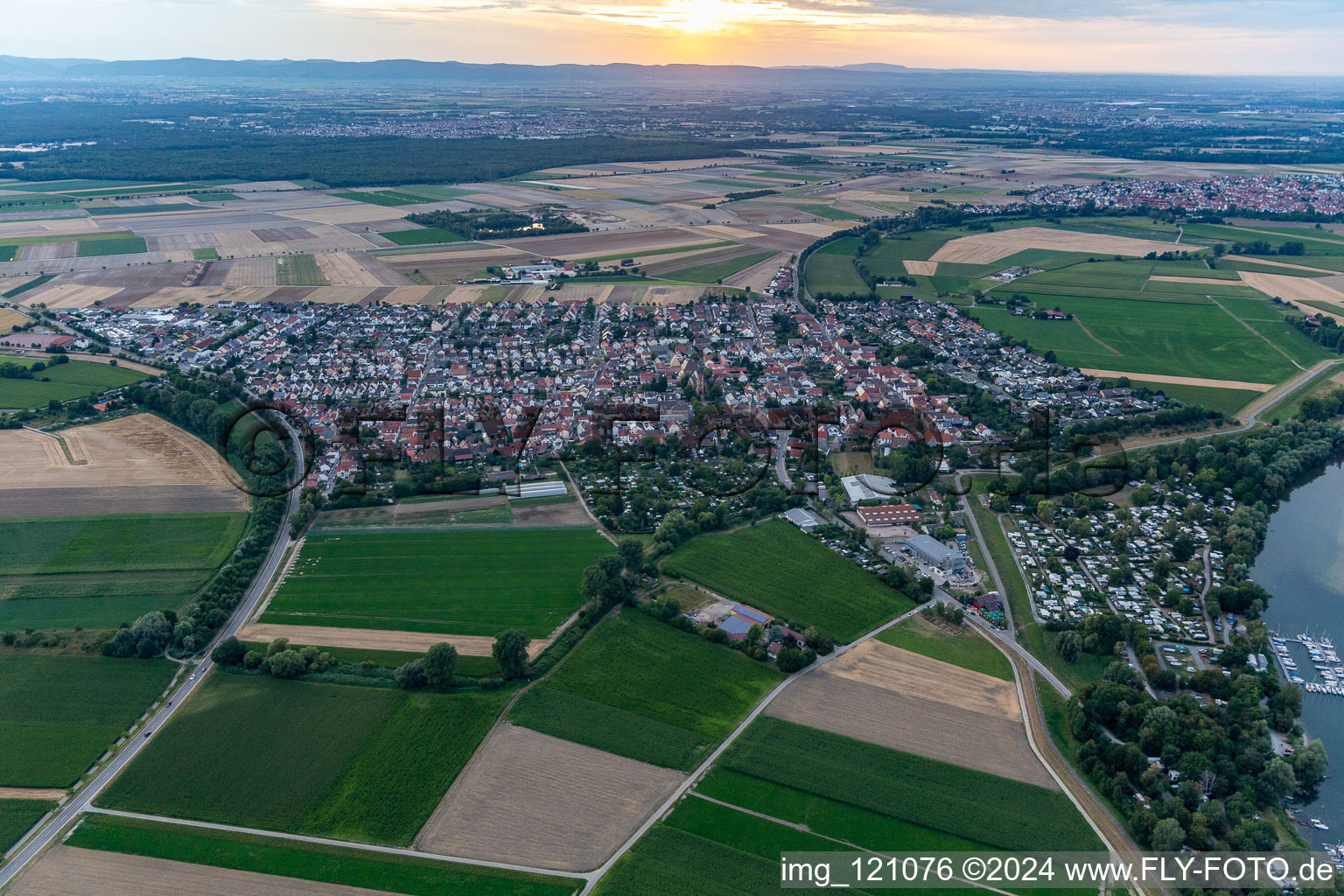 Otterstadt in the state Rhineland-Palatinate, Germany seen from a drone