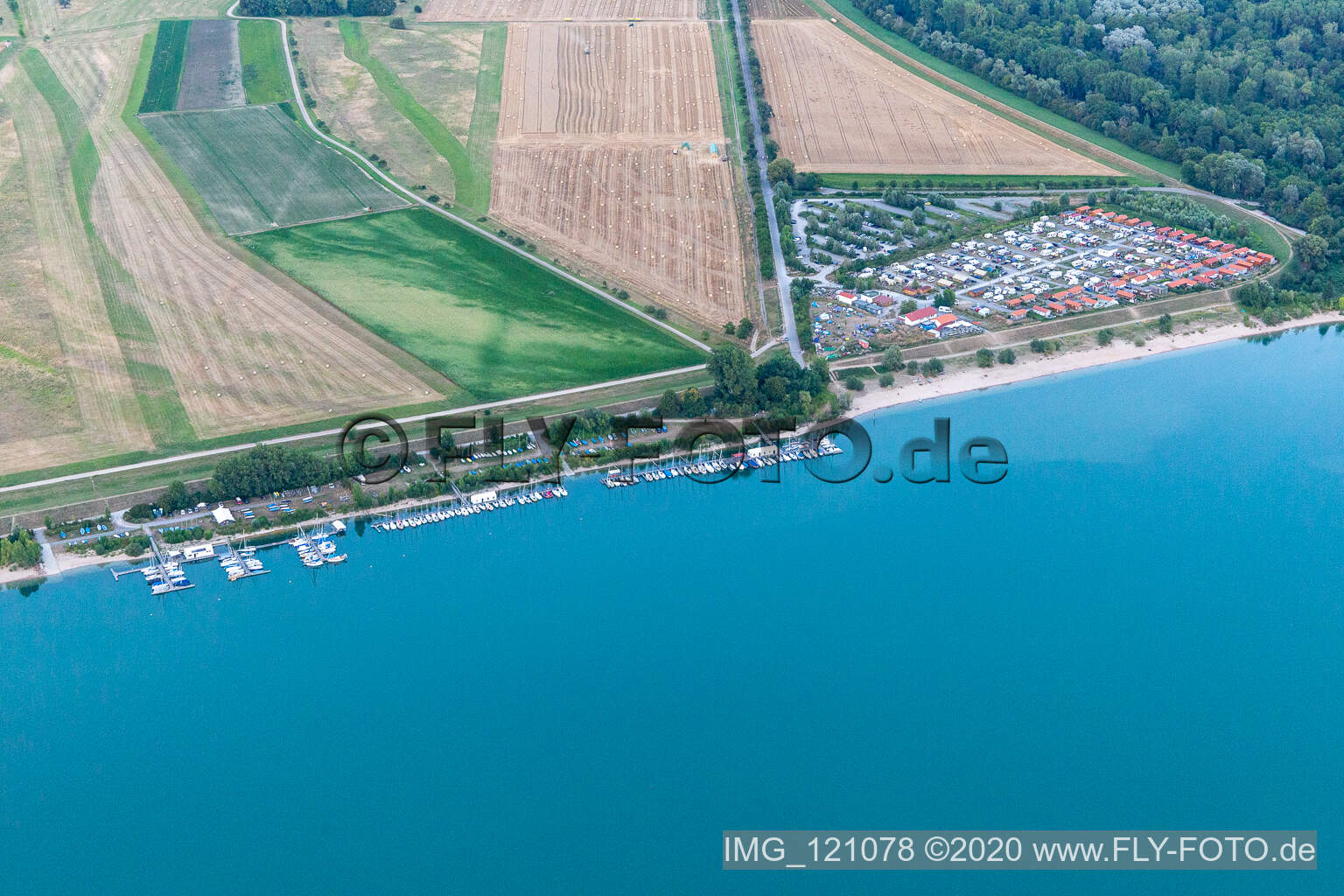 Kollersee, Koller Island, HSK Ludwigshafen in Brühl in the state Baden-Wuerttemberg, Germany