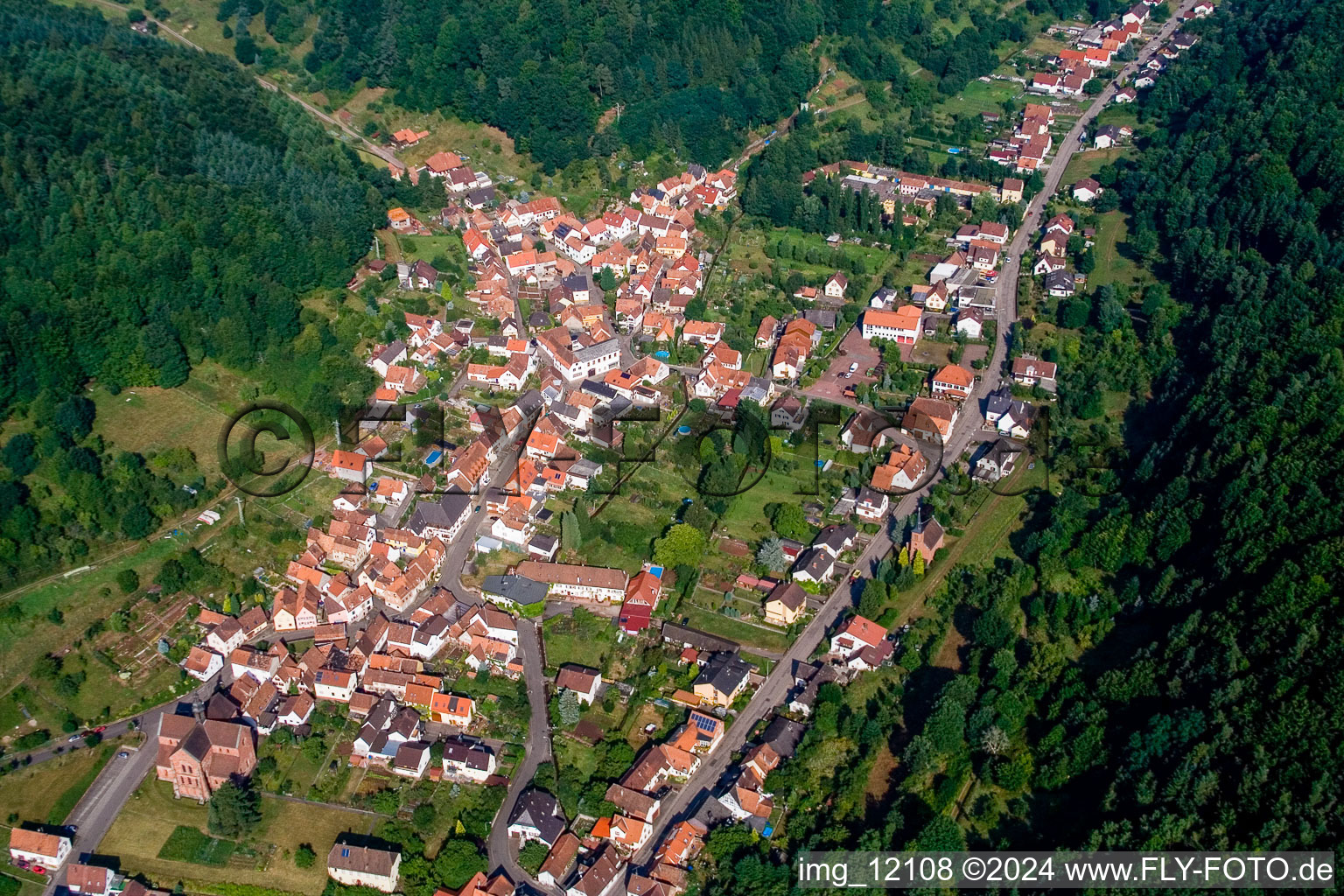 Drone recording of Eußerthal in the state Rhineland-Palatinate, Germany