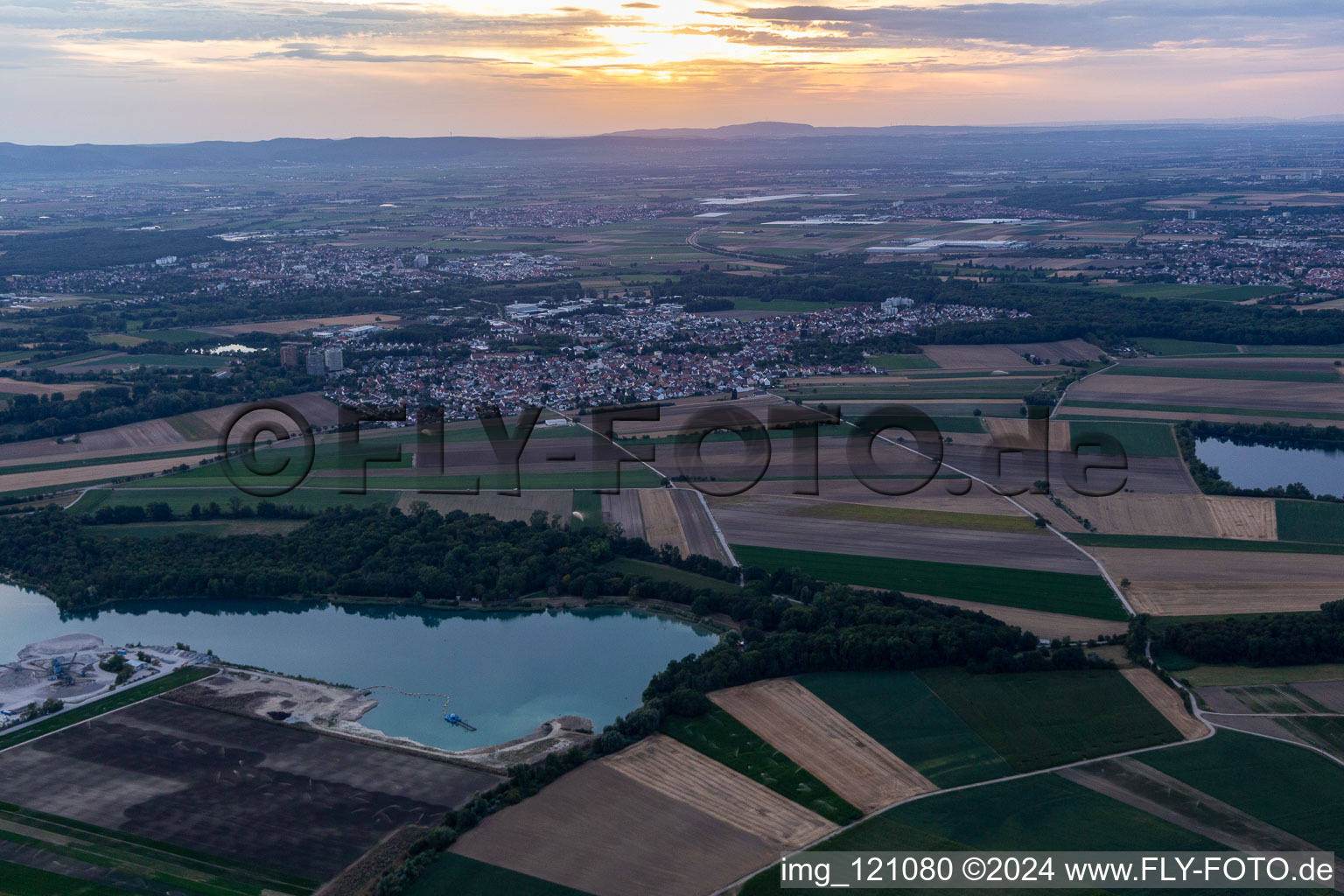 Neuhofen in the state Rhineland-Palatinate, Germany from the plane