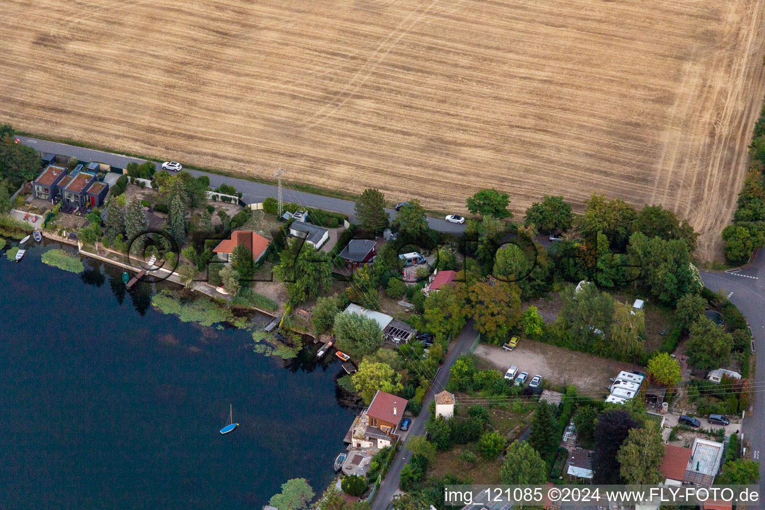 Drone image of Altrip in the state Rhineland-Palatinate, Germany