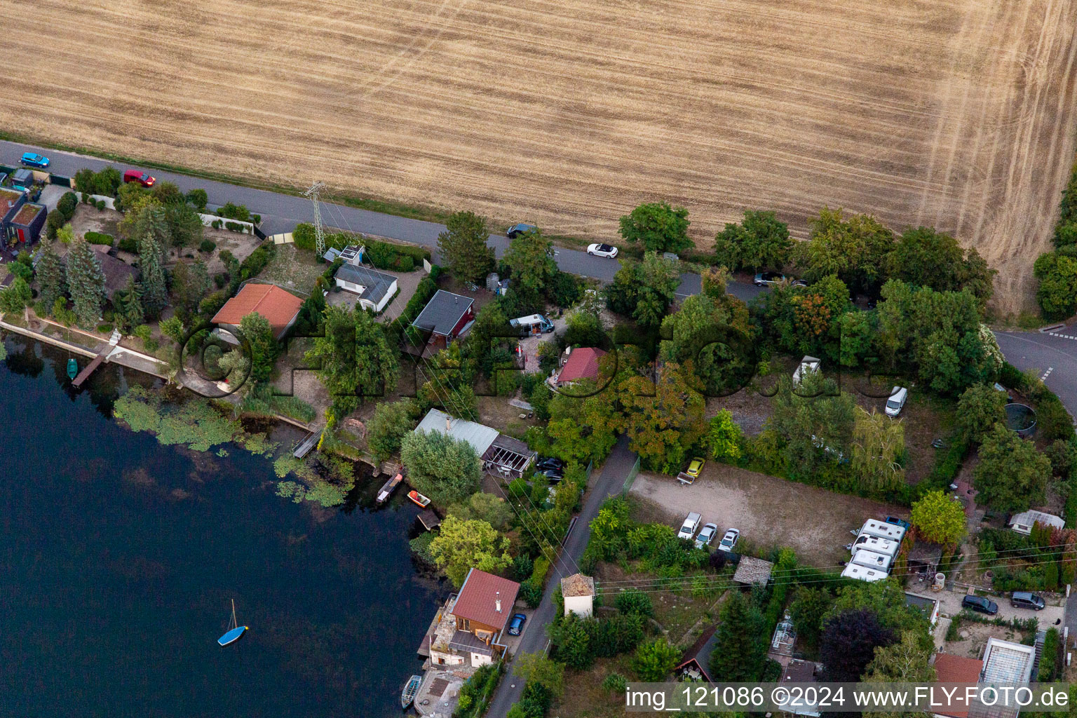 Altrip in the state Rhineland-Palatinate, Germany from the drone perspective