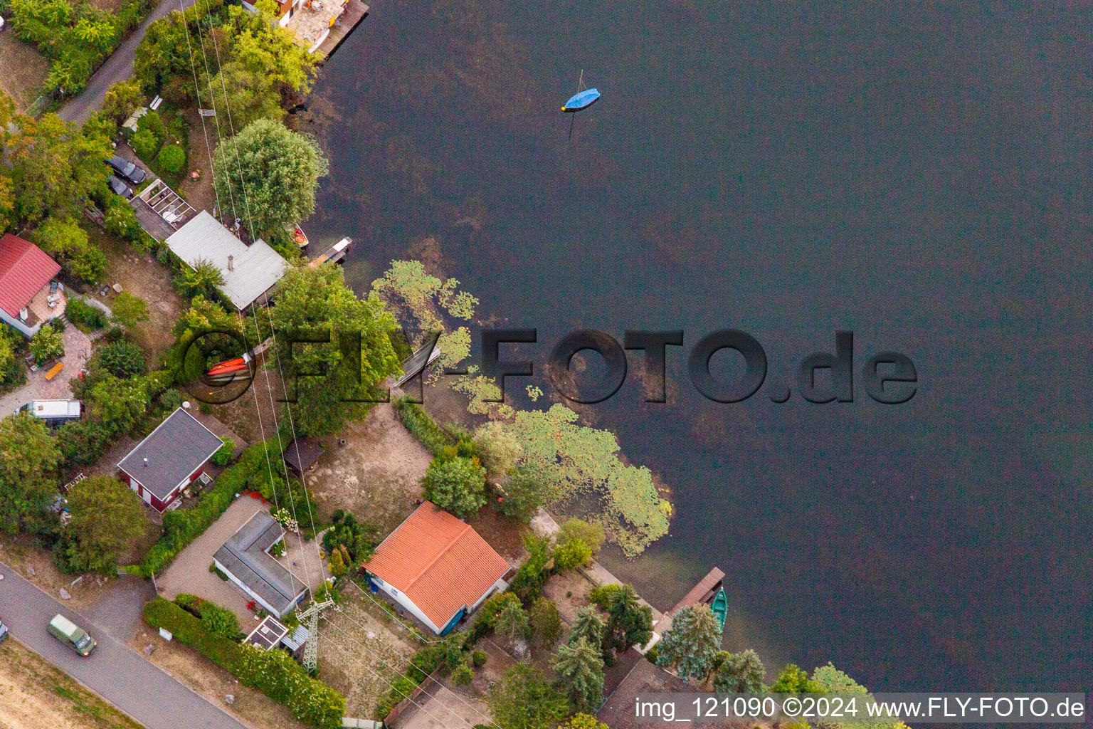 Altrip in the state Rhineland-Palatinate, Germany seen from a drone