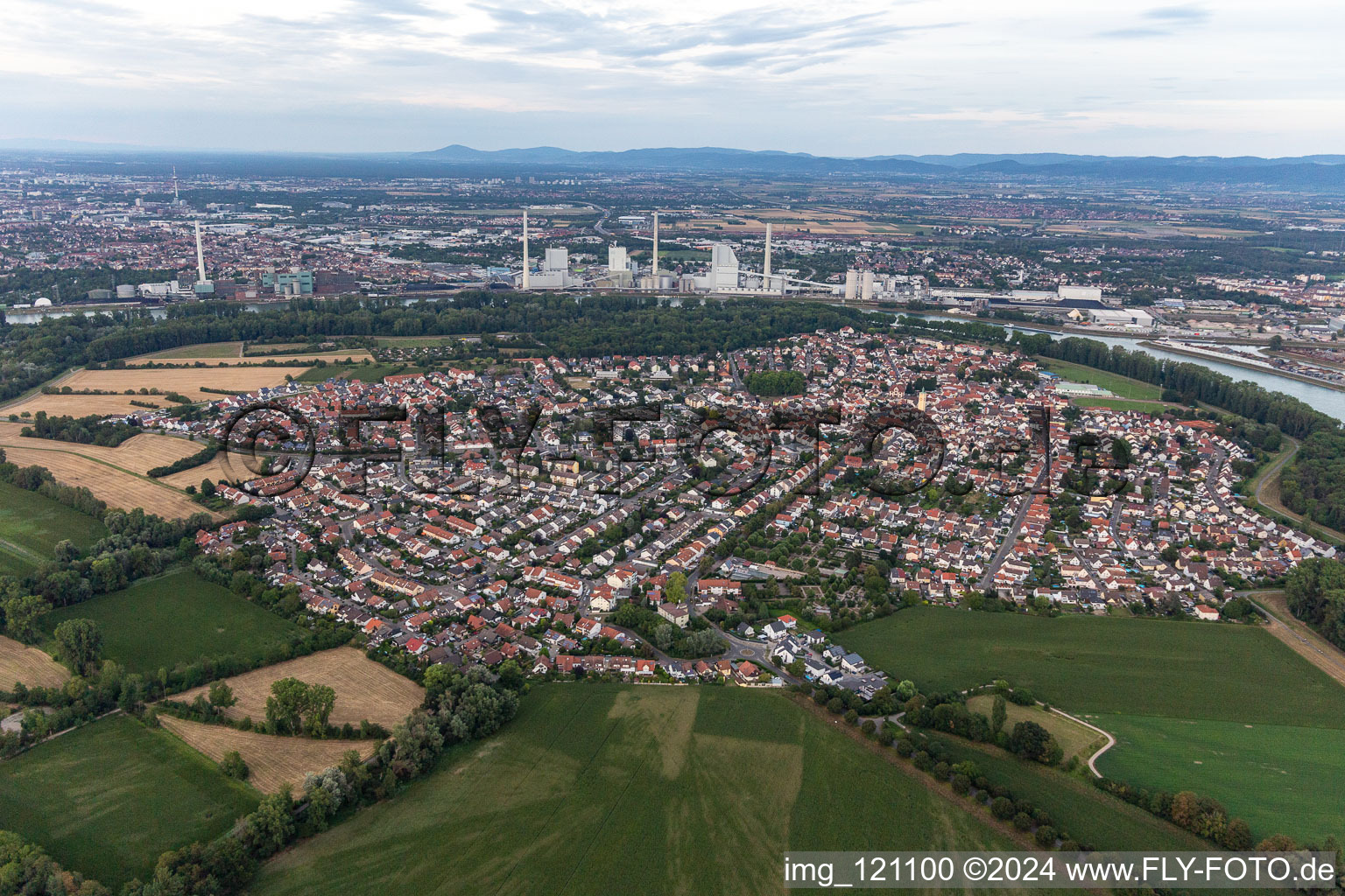 Altrip in the state Rhineland-Palatinate, Germany from above