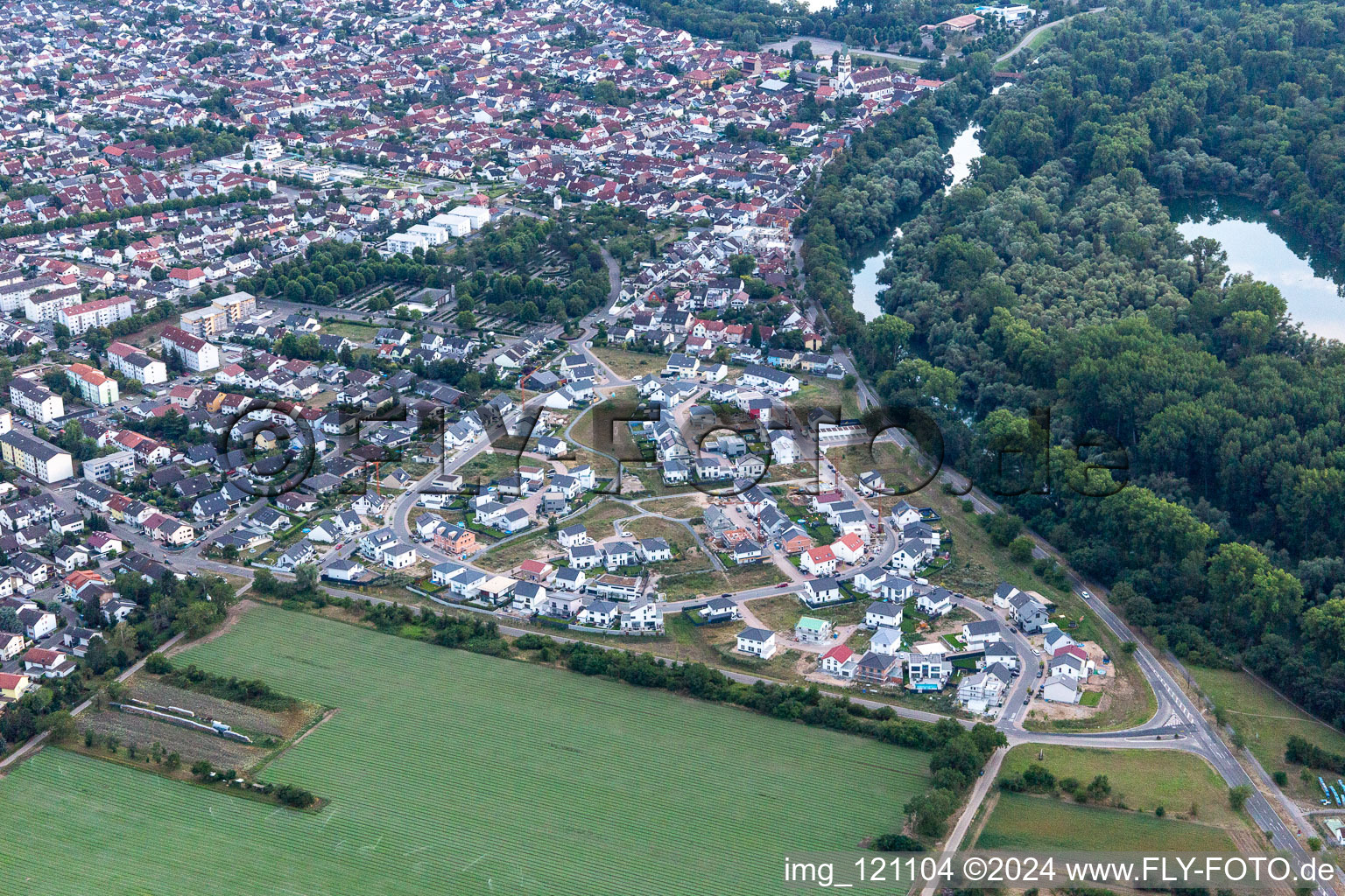 Ketsch in the state Baden-Wuerttemberg, Germany viewn from the air