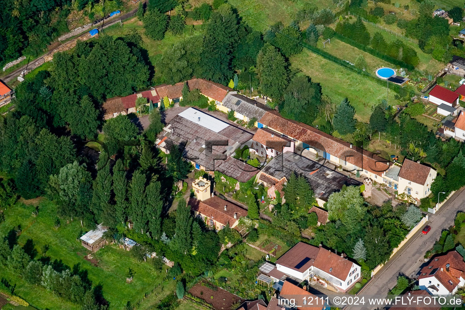 Eußerthal in the state Rhineland-Palatinate, Germany from a drone