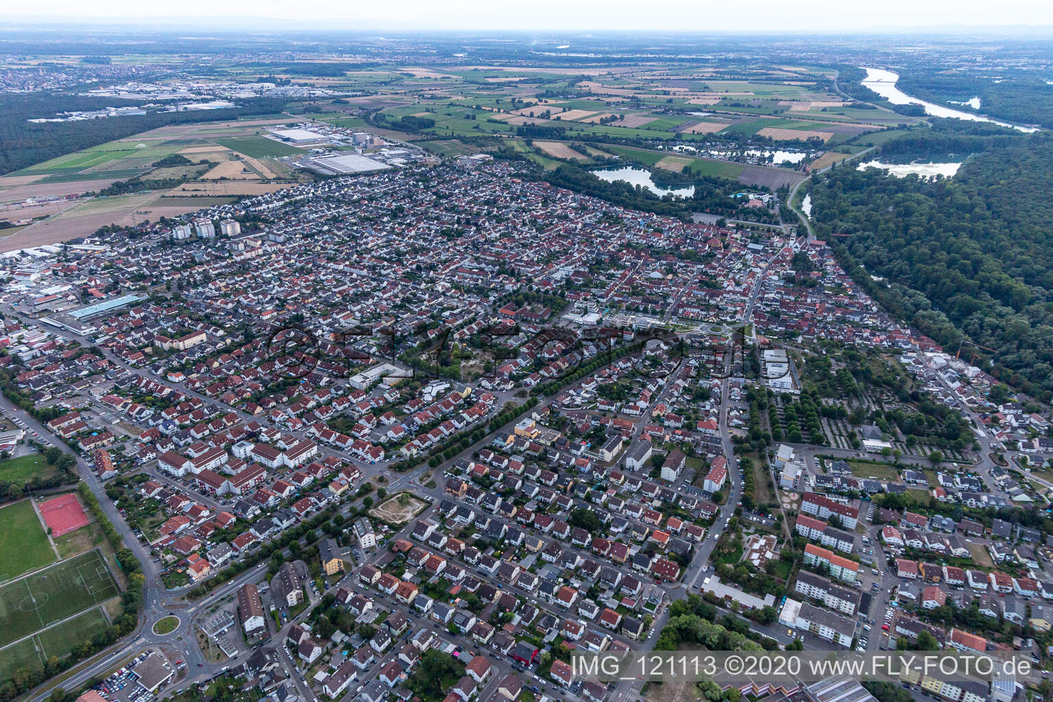 Drone recording of Ketsch in the state Baden-Wuerttemberg, Germany