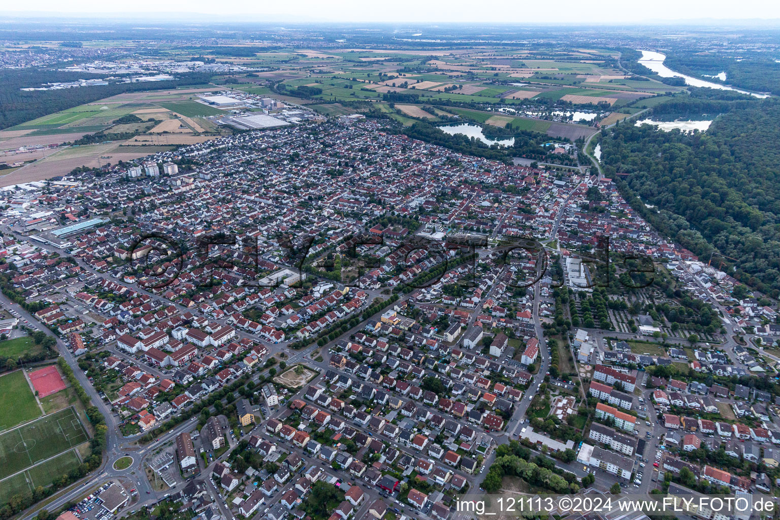 Drone recording of Ketsch in the state Baden-Wuerttemberg, Germany