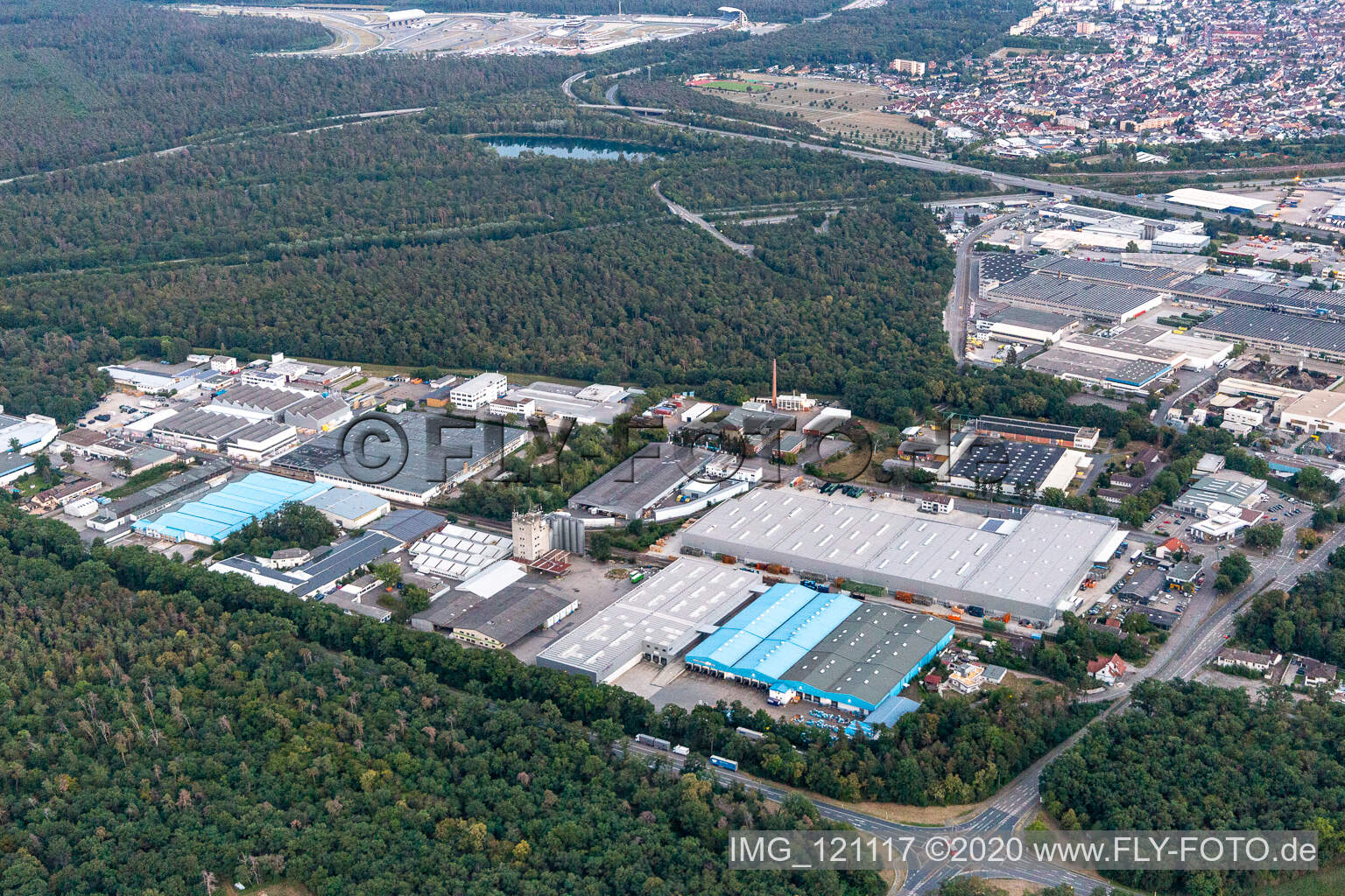 Hockenheim in the state Baden-Wuerttemberg, Germany seen from a drone