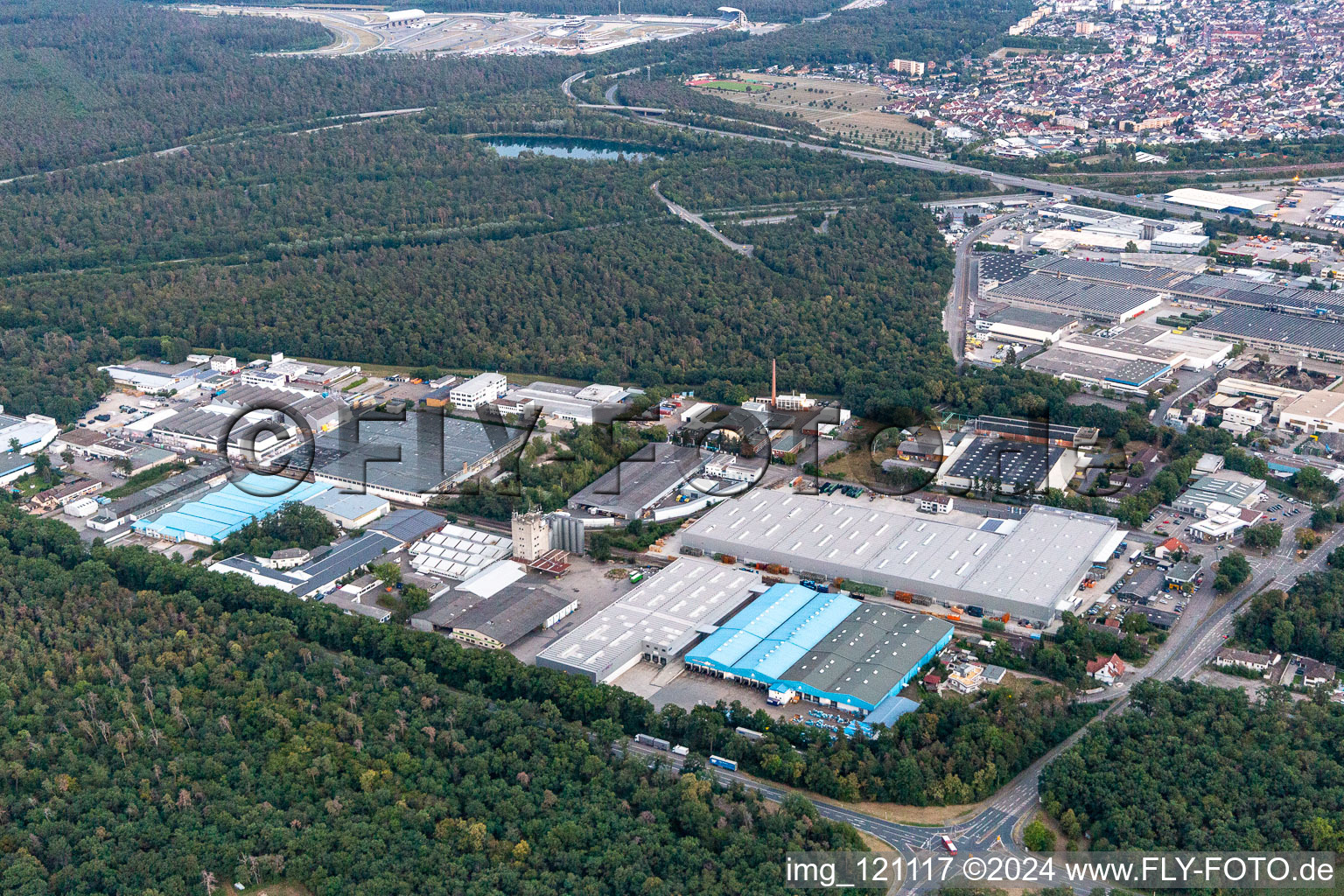 Hockenheim in the state Baden-Wuerttemberg, Germany seen from a drone