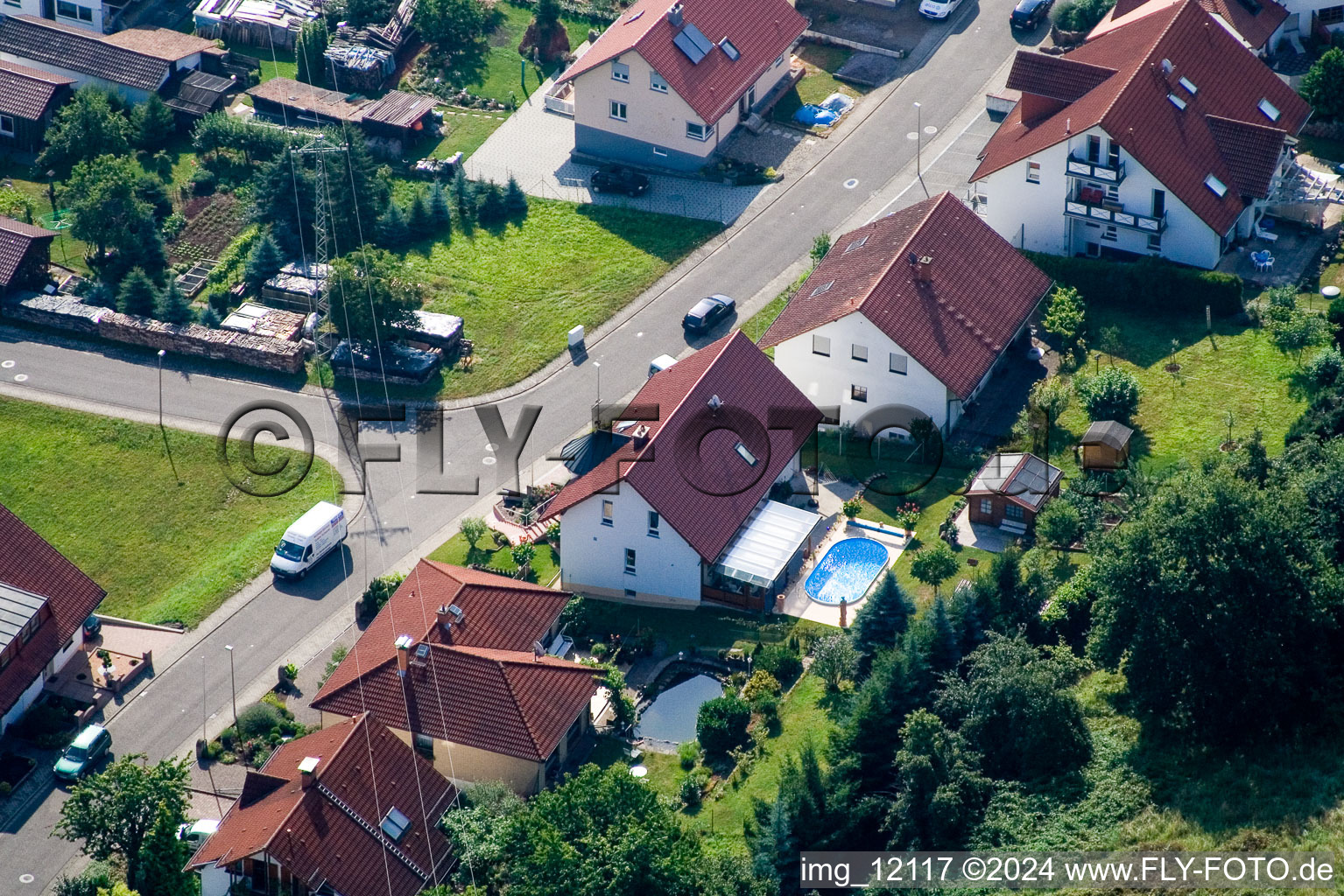 Aerial view of Eußerthal in the state Rhineland-Palatinate, Germany