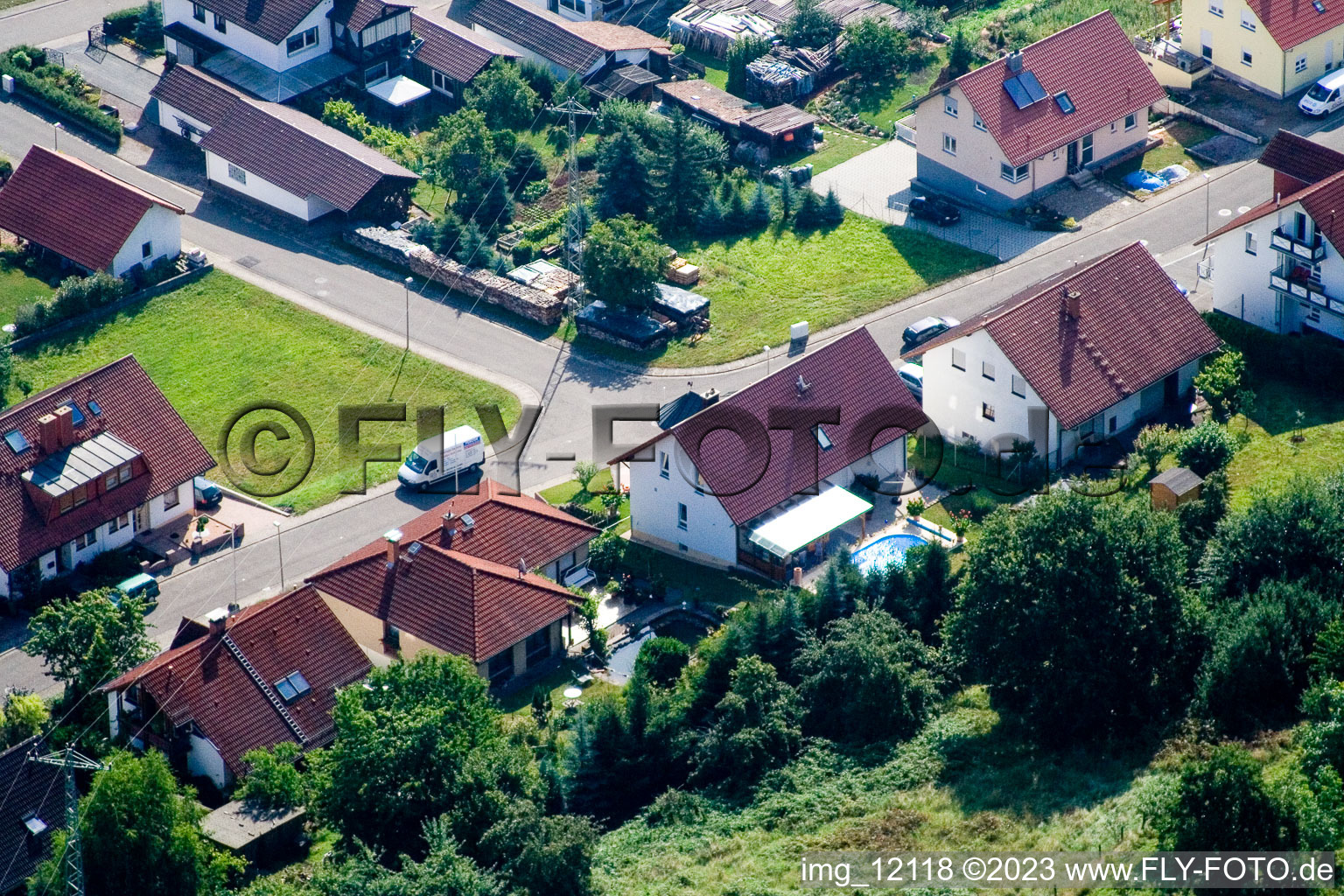 Aerial photograpy of Eußerthal in the state Rhineland-Palatinate, Germany