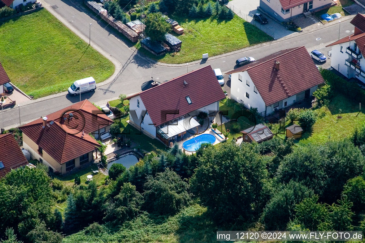 Eußerthal in the state Rhineland-Palatinate, Germany from above