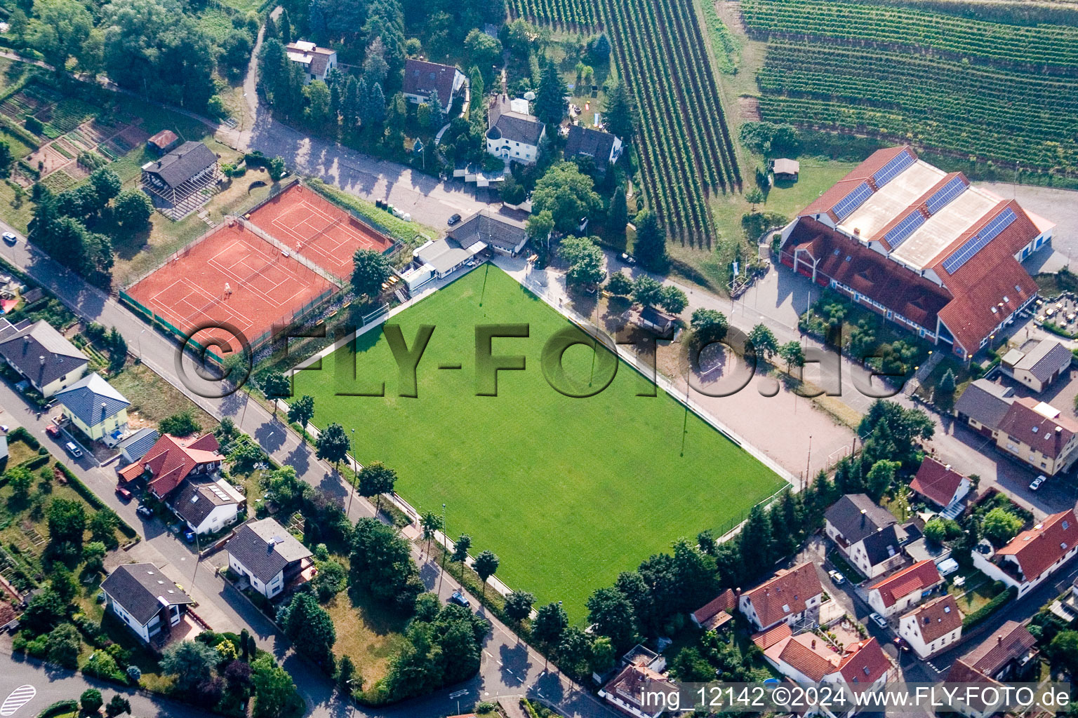 Soccer and tennis sport field in Albersweiler in the state Rhineland-Palatinate