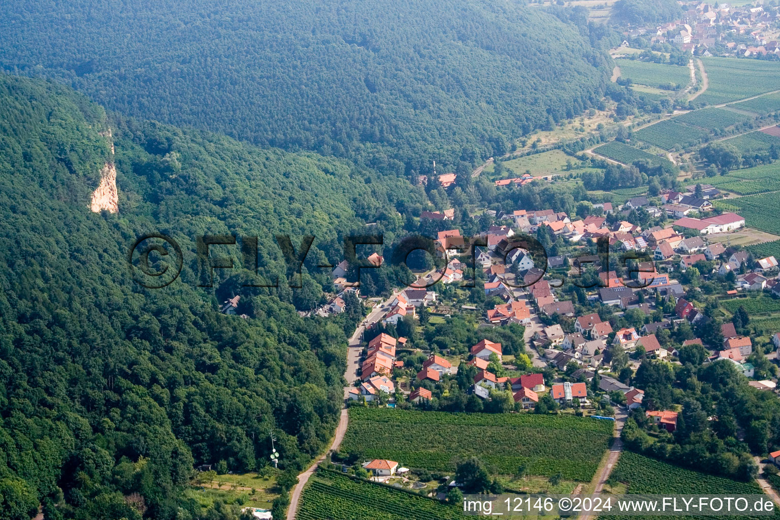 Aerial view of Frankweiler in the state Rhineland-Palatinate, Germany