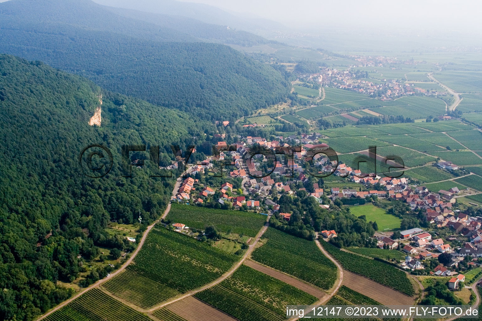 Oblique view of Frankweiler in the state Rhineland-Palatinate, Germany