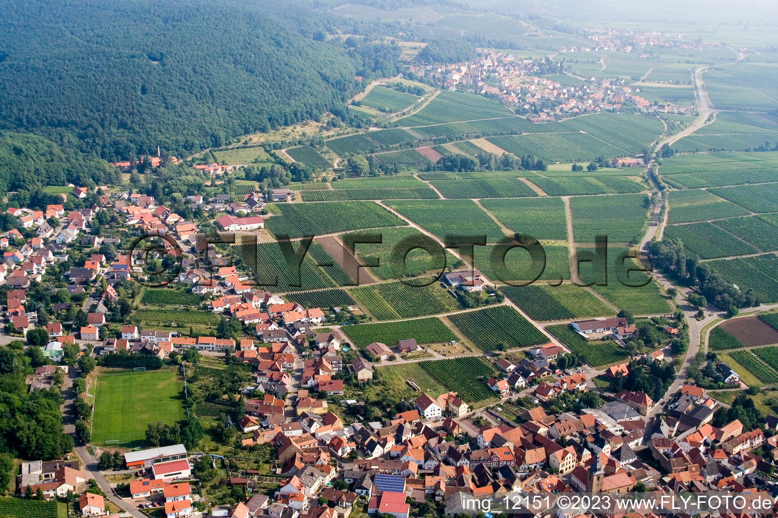 Frankweiler in the state Rhineland-Palatinate, Germany seen from above