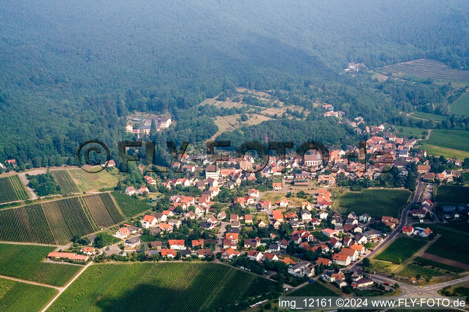 Drone recording of Gleisweiler in the state Rhineland-Palatinate, Germany