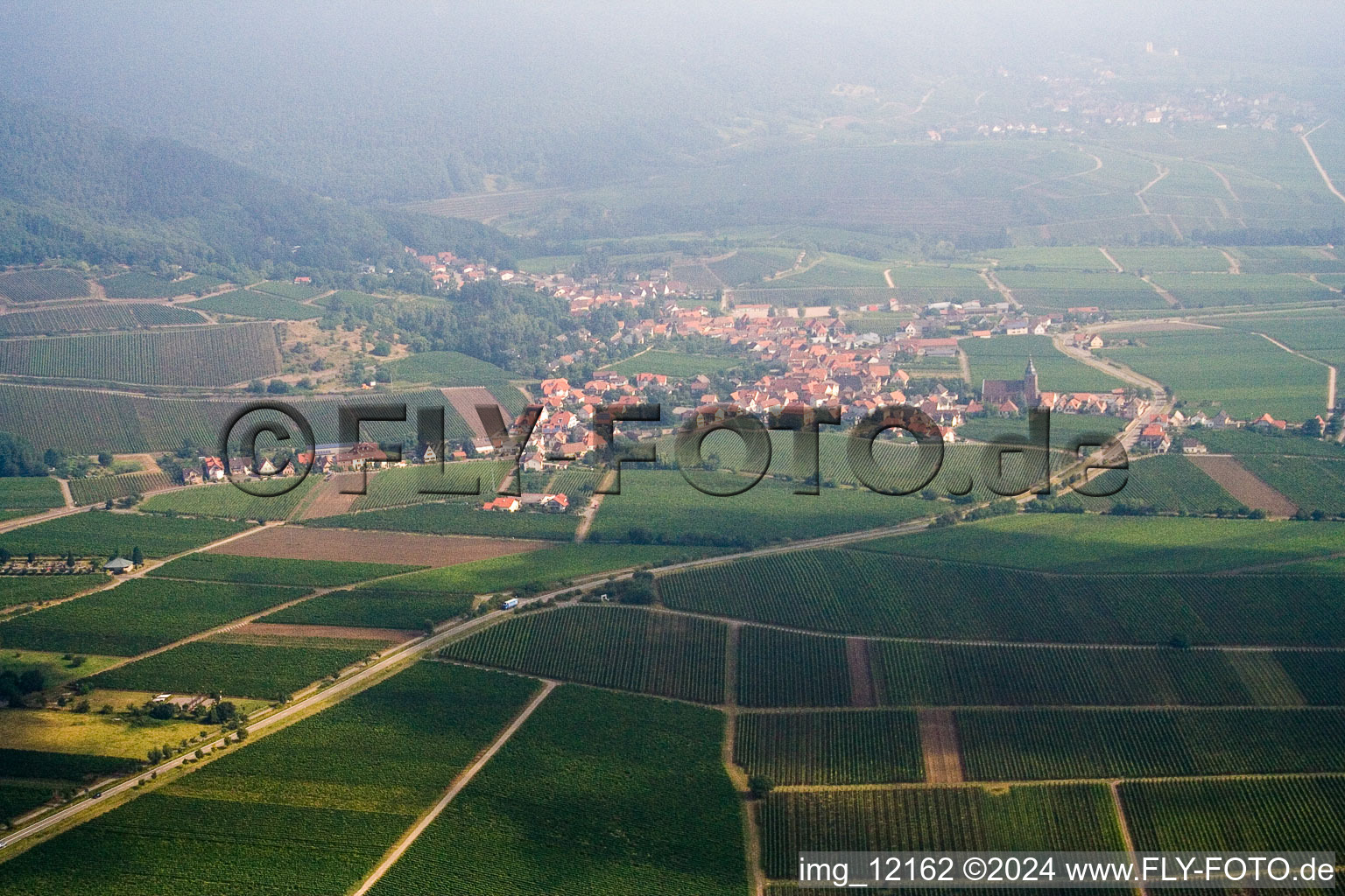 Burrweiler in the state Rhineland-Palatinate, Germany from the drone perspective