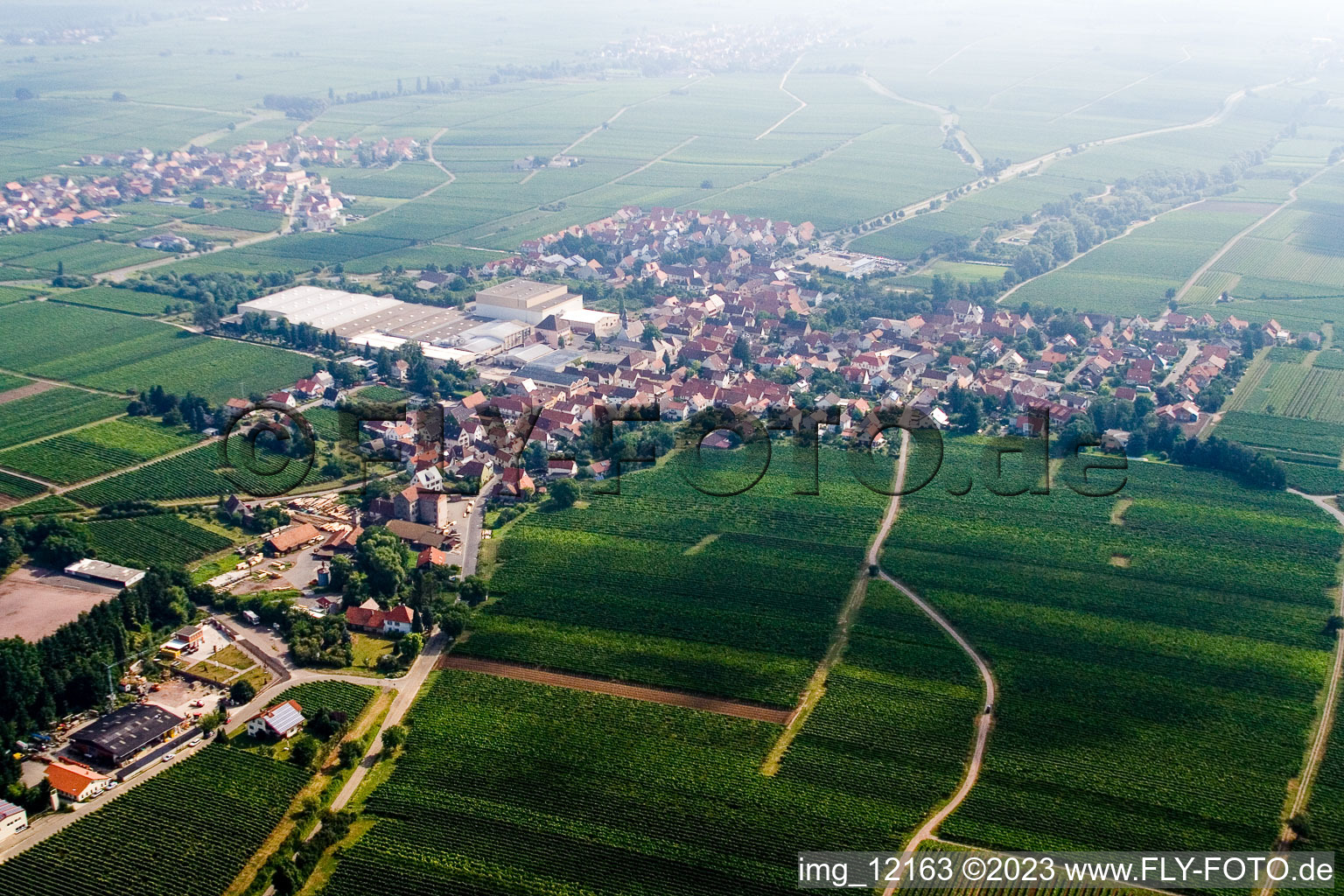 Aerial view of Böchingen in the state Rhineland-Palatinate, Germany