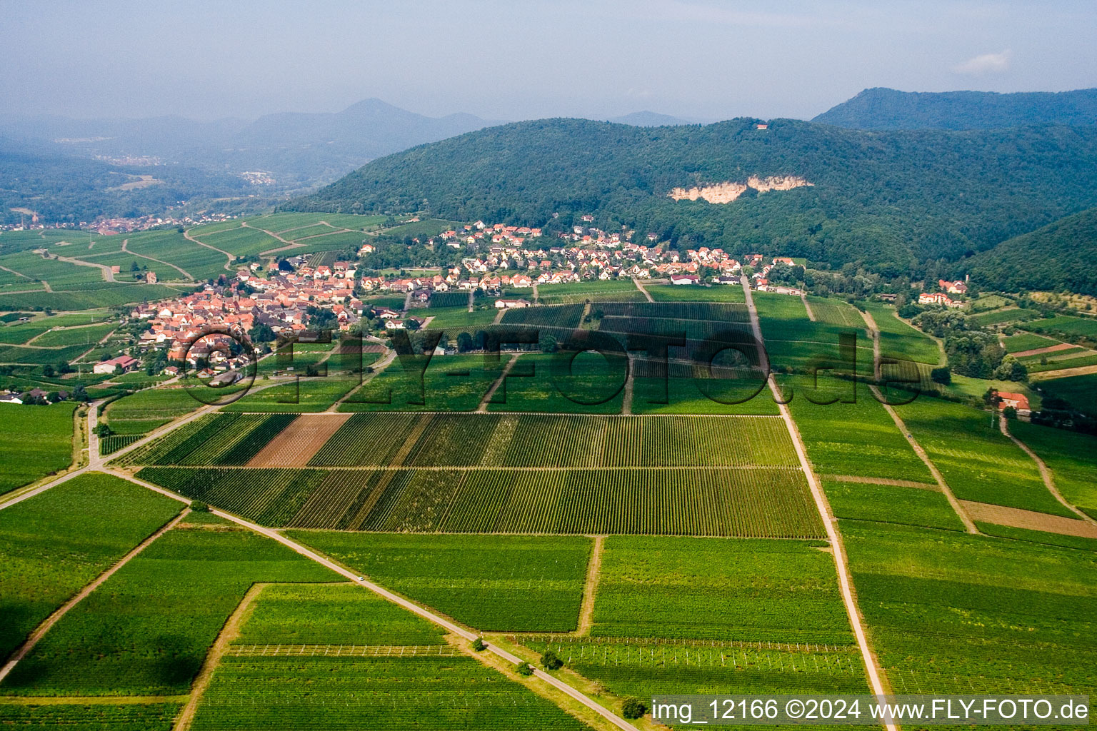 Drone recording of Frankweiler in the state Rhineland-Palatinate, Germany