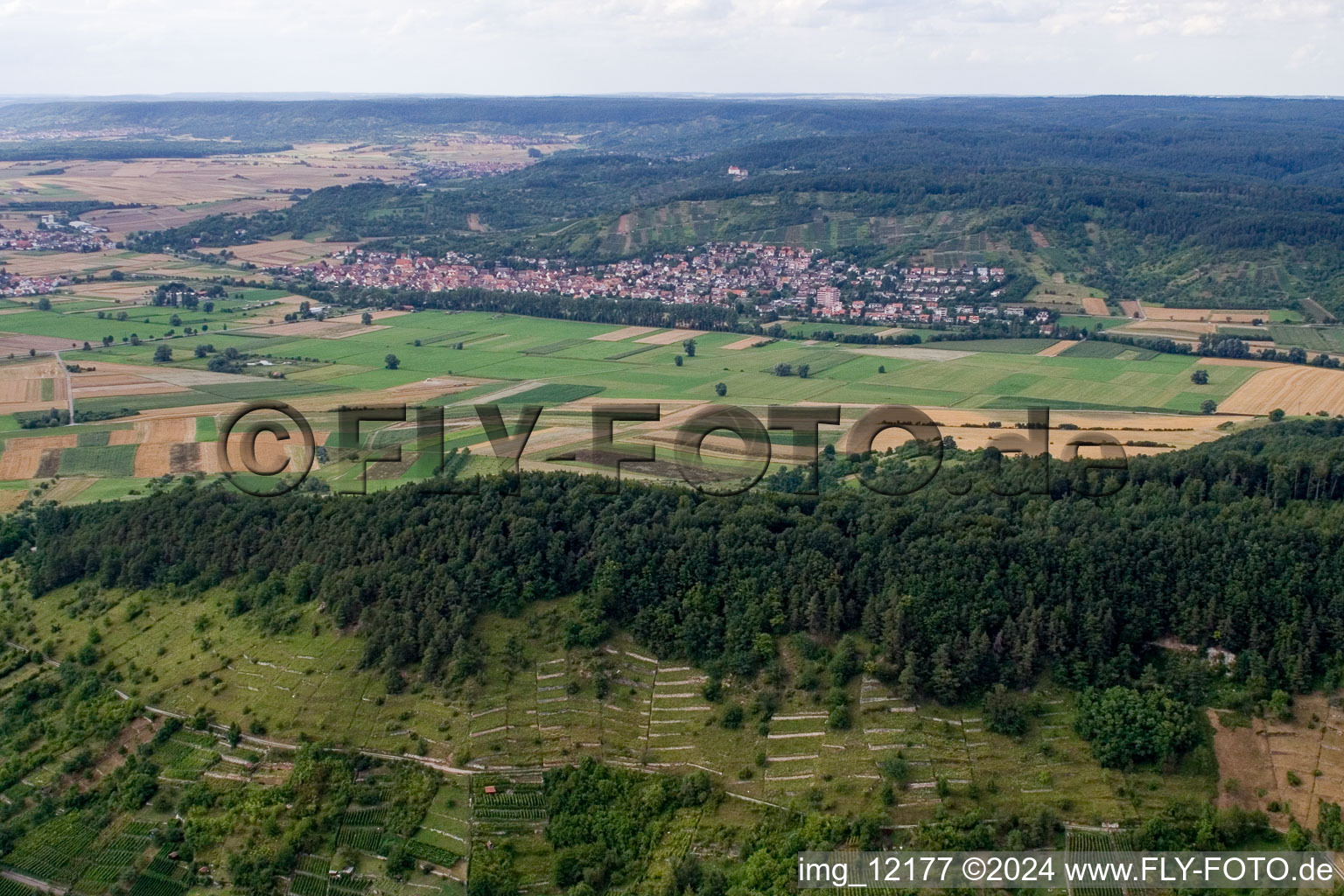 From the south in the district Unterjesingen in Tübingen in the state Baden-Wuerttemberg, Germany