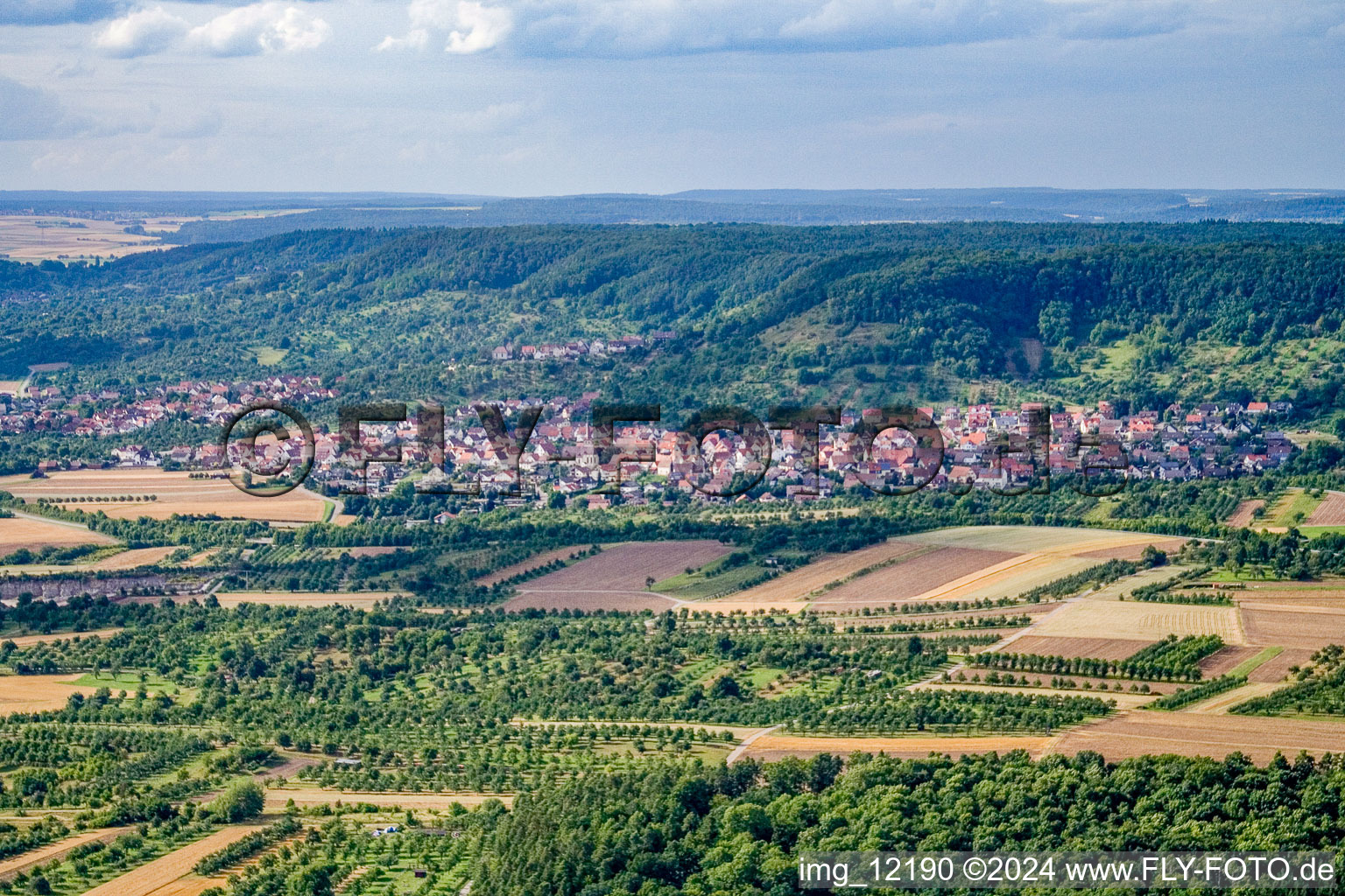 From the south in the district Kayh in Herrenberg in the state Baden-Wuerttemberg, Germany