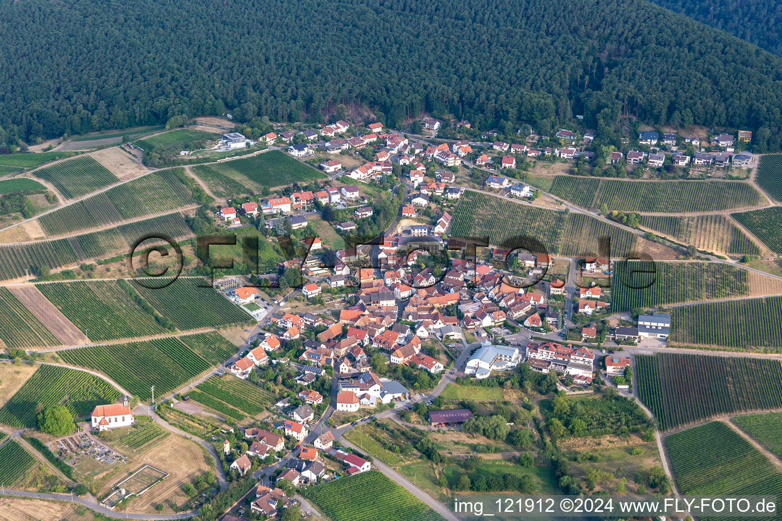 District Gleiszellen in Gleiszellen-Gleishorbach in the state Rhineland-Palatinate, Germany seen from above