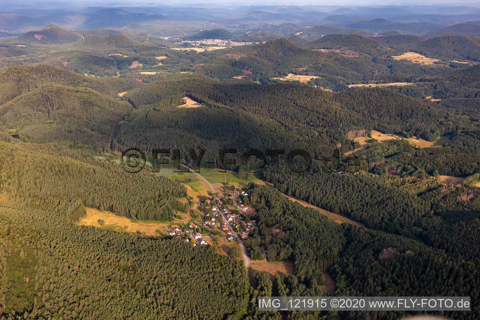 Erlenbach bei Dahn in the state Rhineland-Palatinate, Germany viewn from the air
