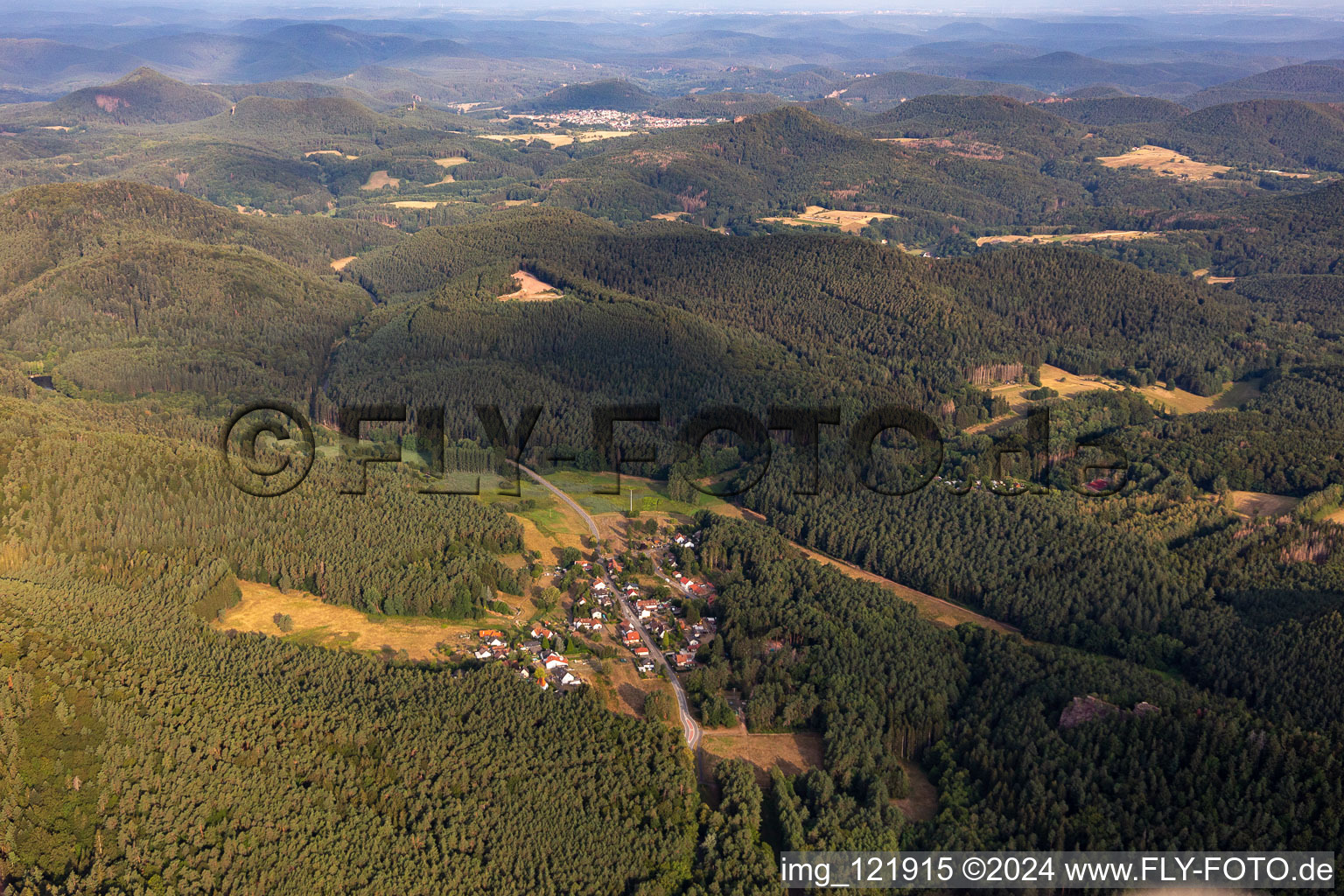 Erlenbach bei Dahn in the state Rhineland-Palatinate, Germany viewn from the air