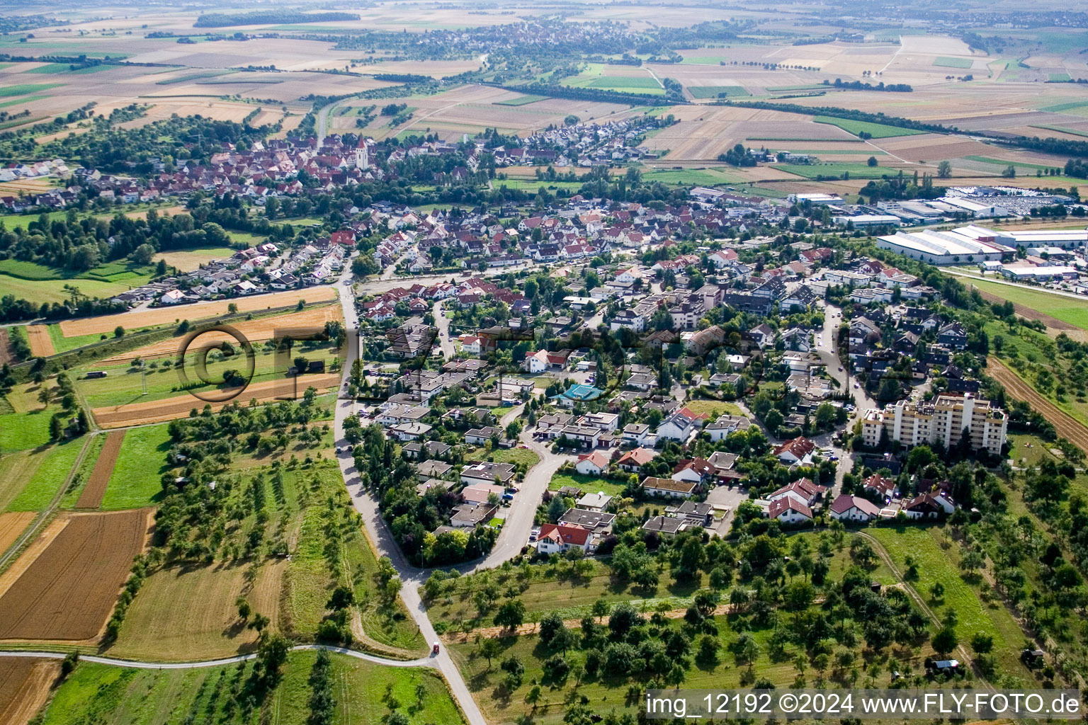 Aerial view of District Altingen in Ammerbuch in the state Baden-Wuerttemberg, Germany