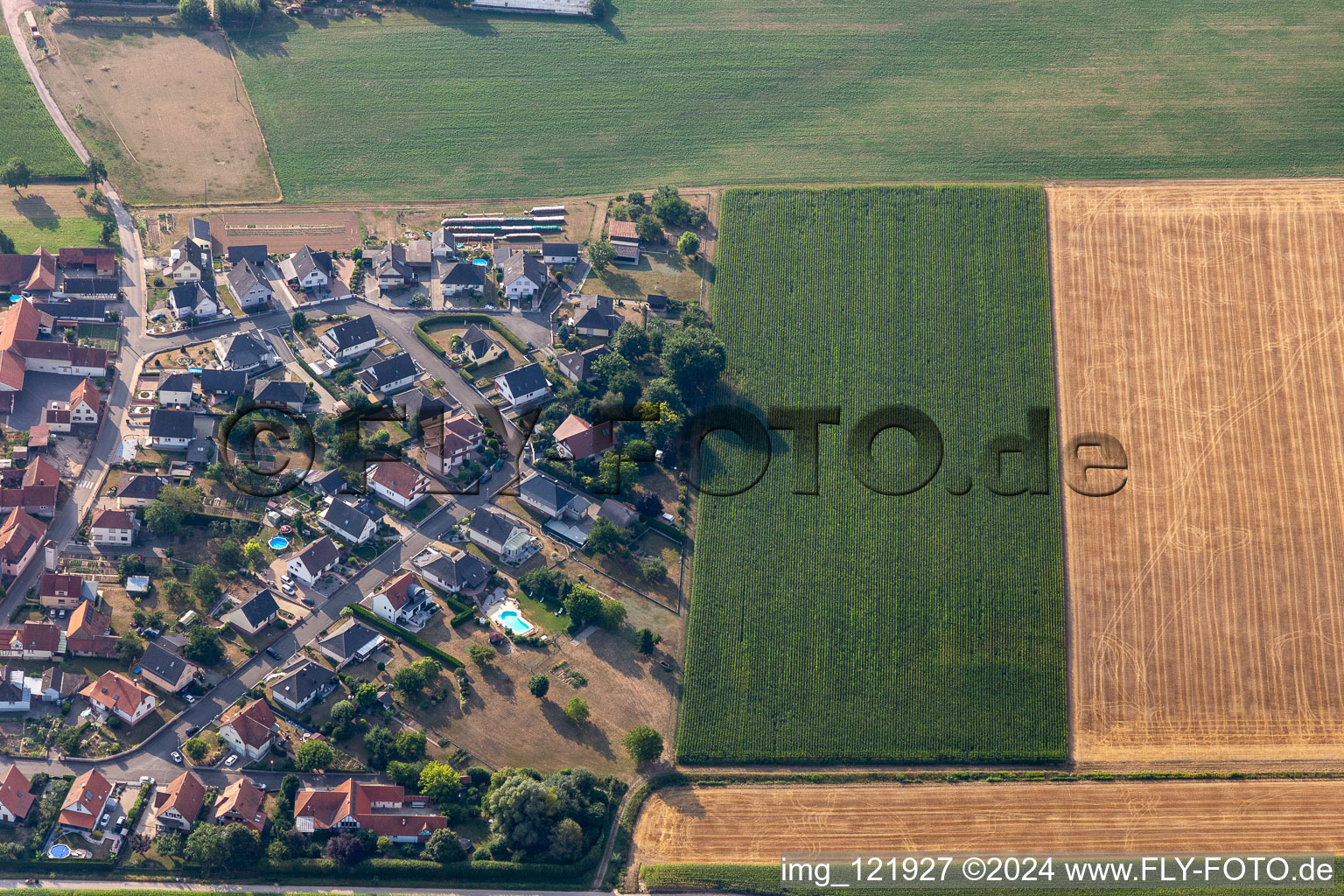 Drone image of Schleithal in the state Bas-Rhin, France