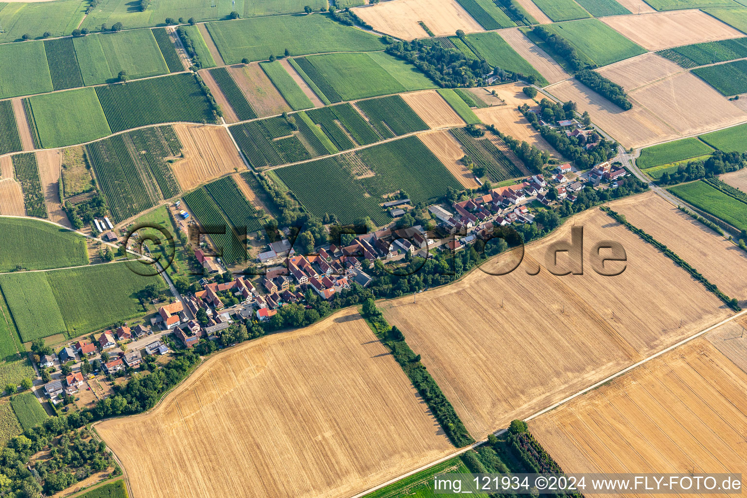 Vollmersweiler in the state Rhineland-Palatinate, Germany seen from above