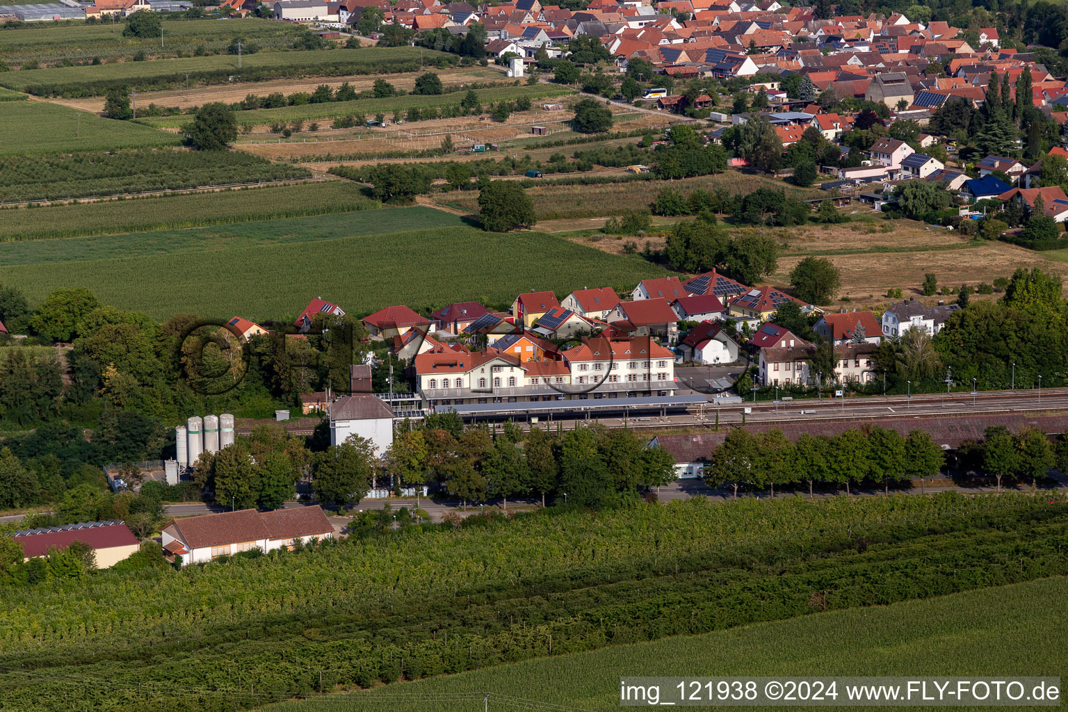 Aerial view of Railroad station in Winden in the state Rhineland-Palatinate, Germany