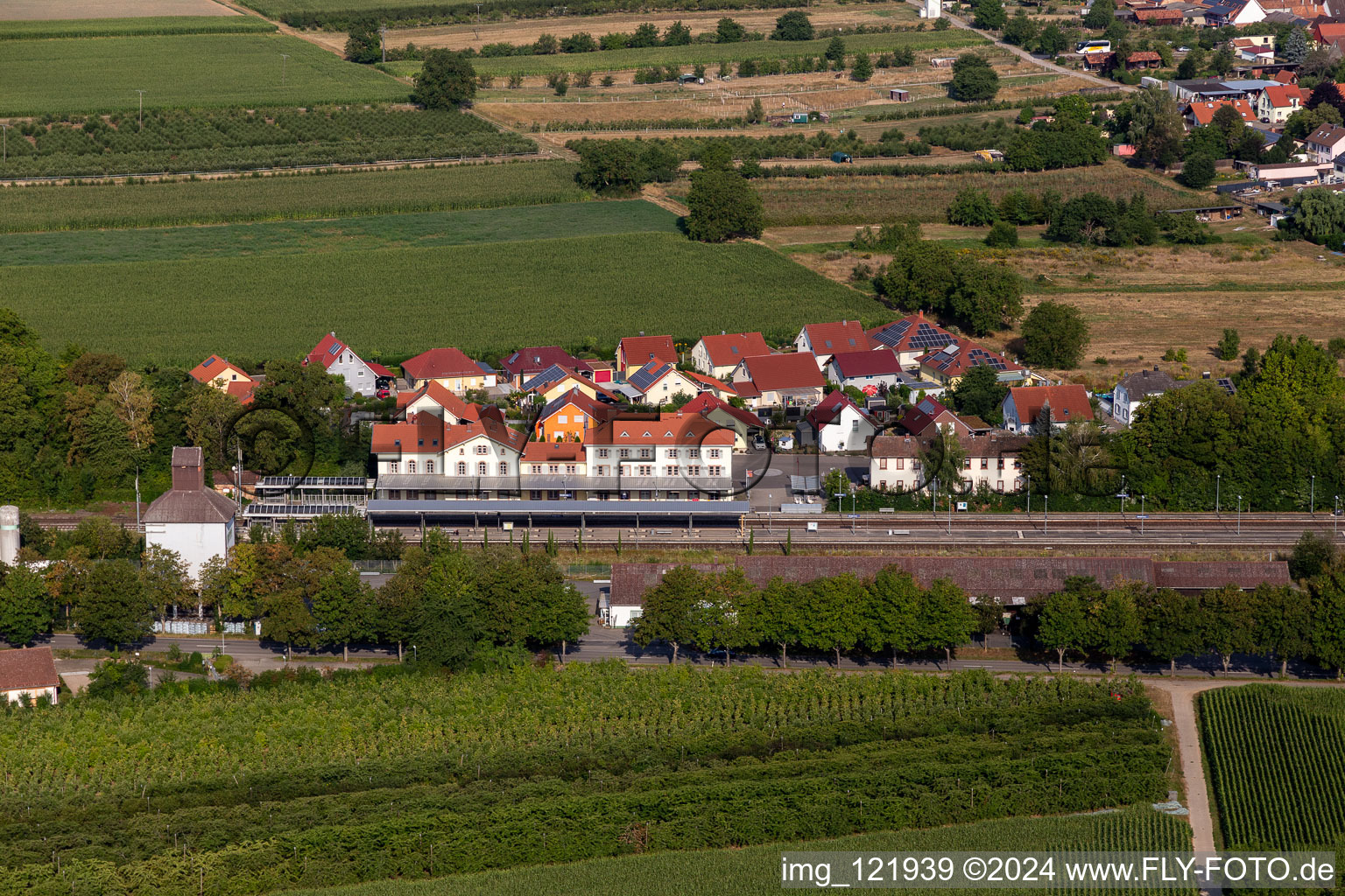 Aerial photograpy of Railroad station in Winden in the state Rhineland-Palatinate, Germany