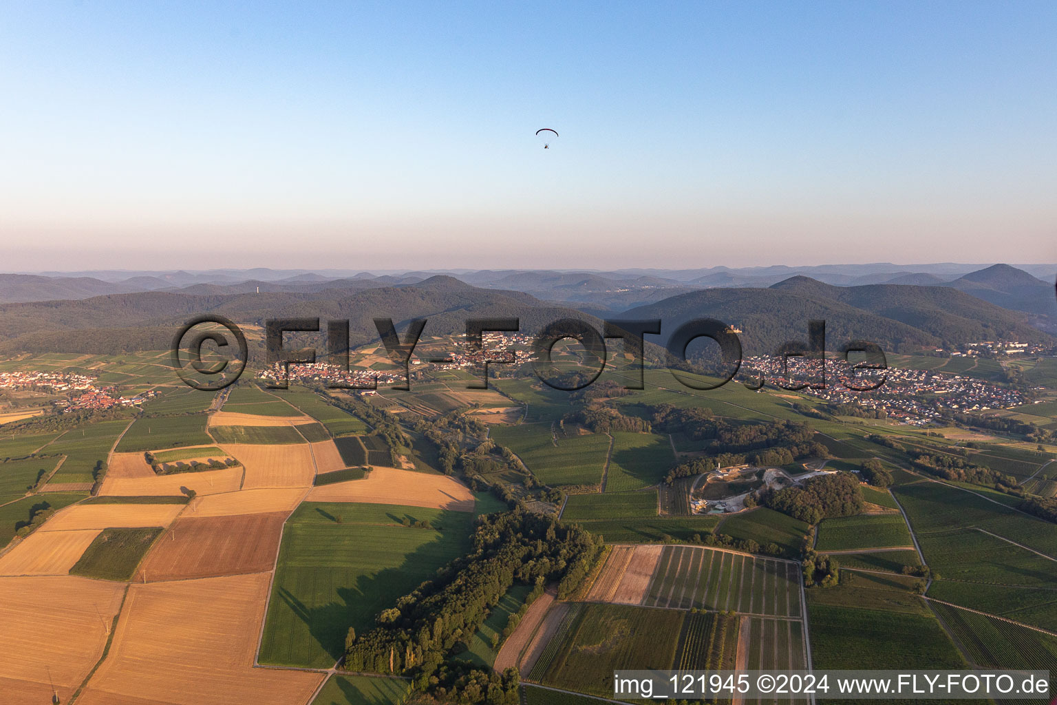 District Gleiszellen in Gleiszellen-Gleishorbach in the state Rhineland-Palatinate, Germany from the plane