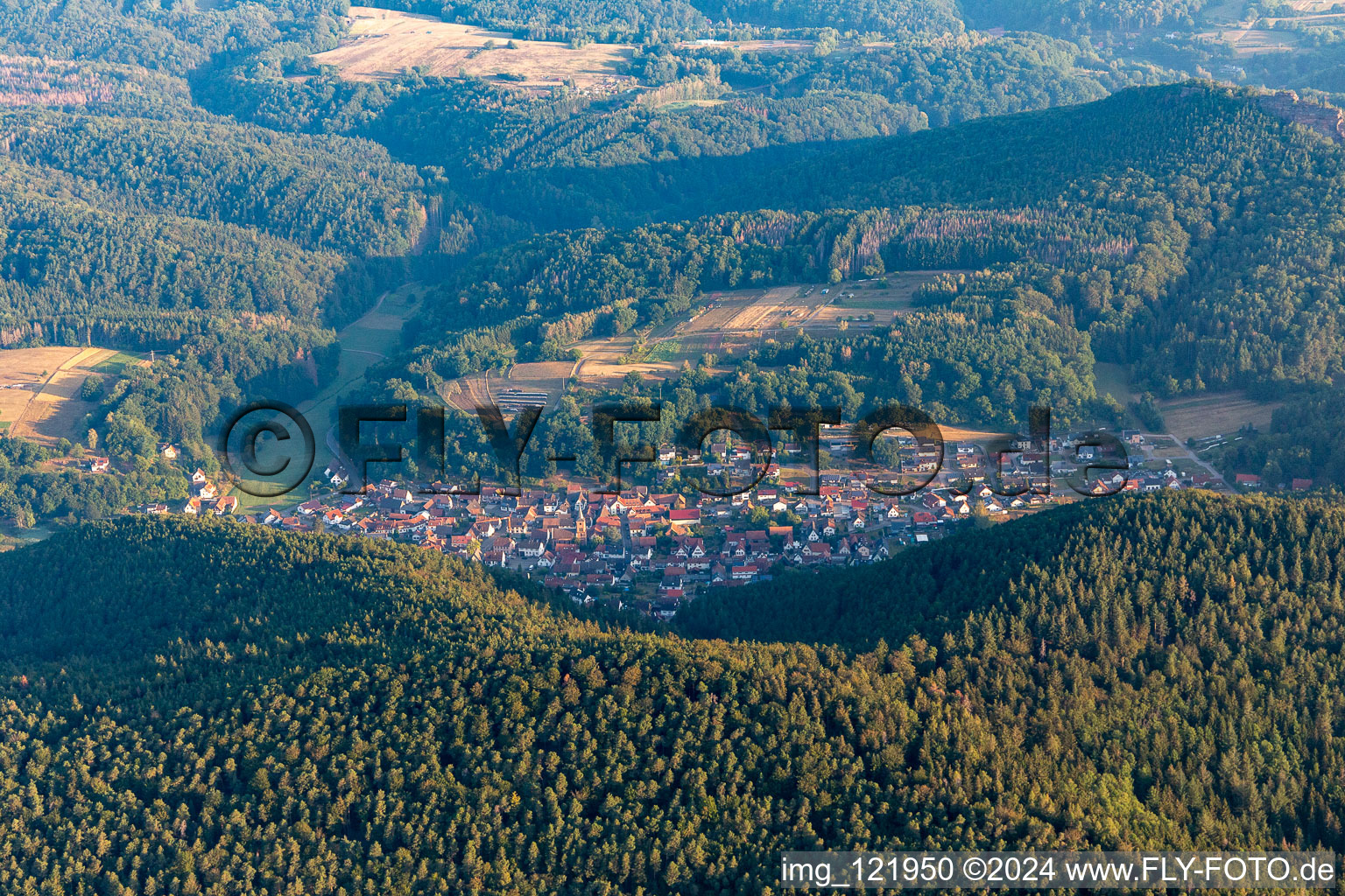 Drone recording of Vorderweidenthal in the state Rhineland-Palatinate, Germany