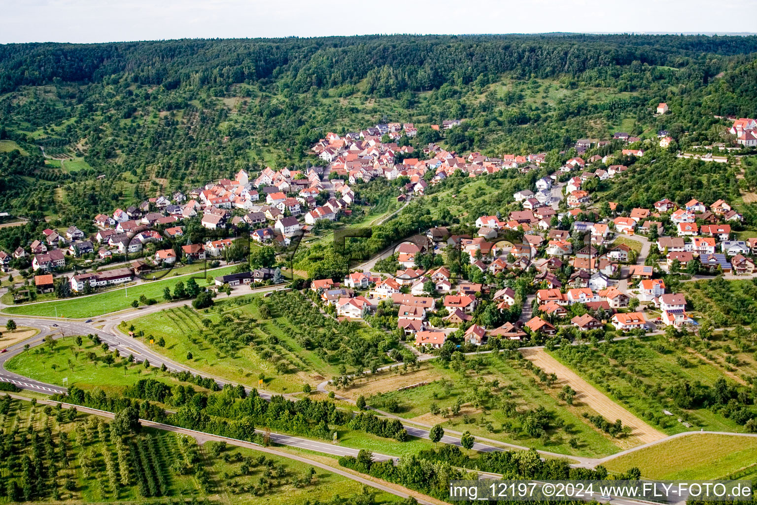 Aerial view of District Mönchberg in Herrenberg in the state Baden-Wuerttemberg, Germany