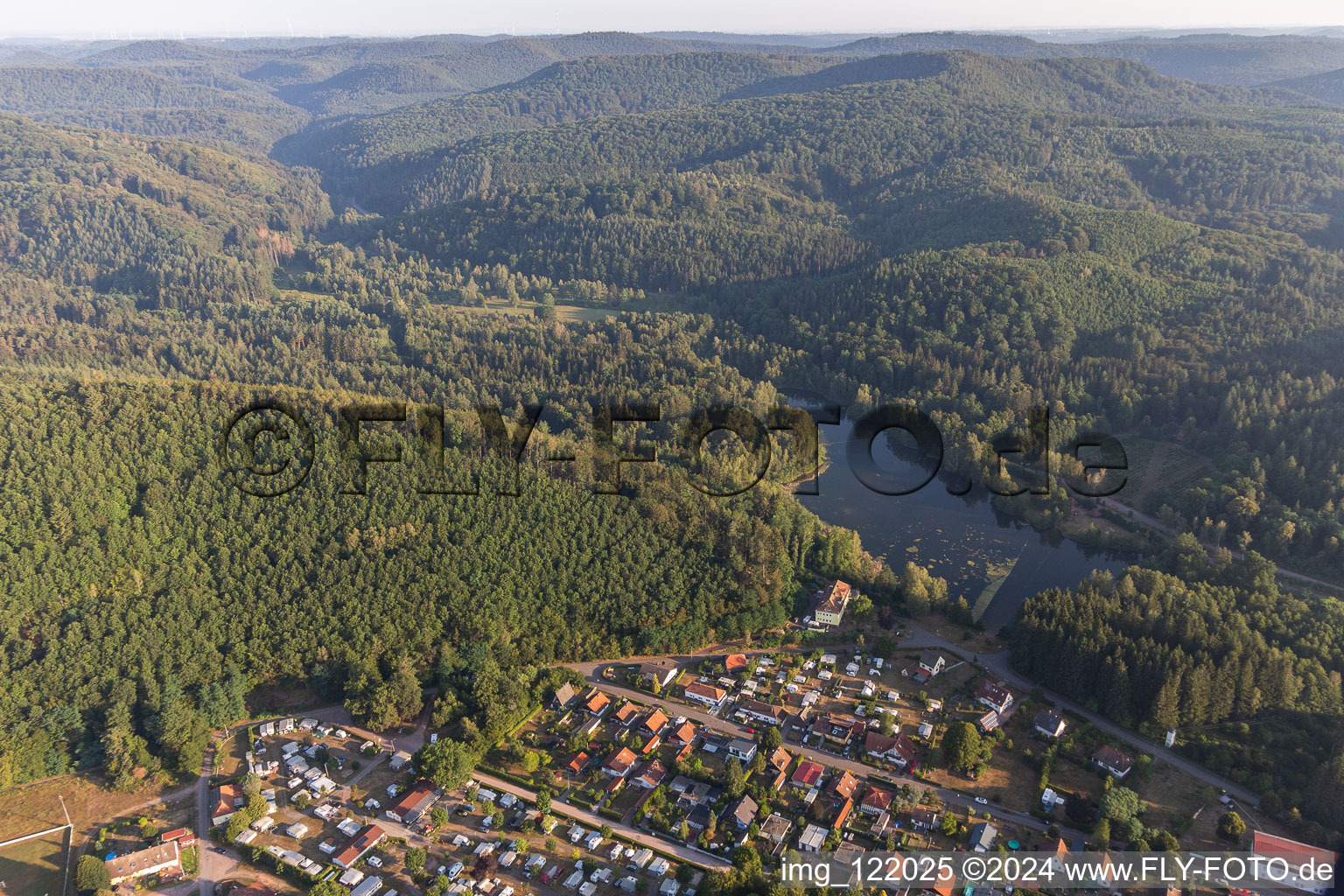 Campingclub Pirmansens at Schöntalweiher in Ludwigswinkel in the state Rhineland-Palatinate, Germany out of the air