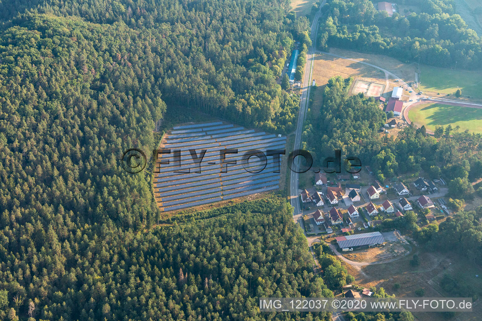 Aerial photograpy of Petersbächel in Fischbach bei Dahn in the state Rhineland-Palatinate, Germany