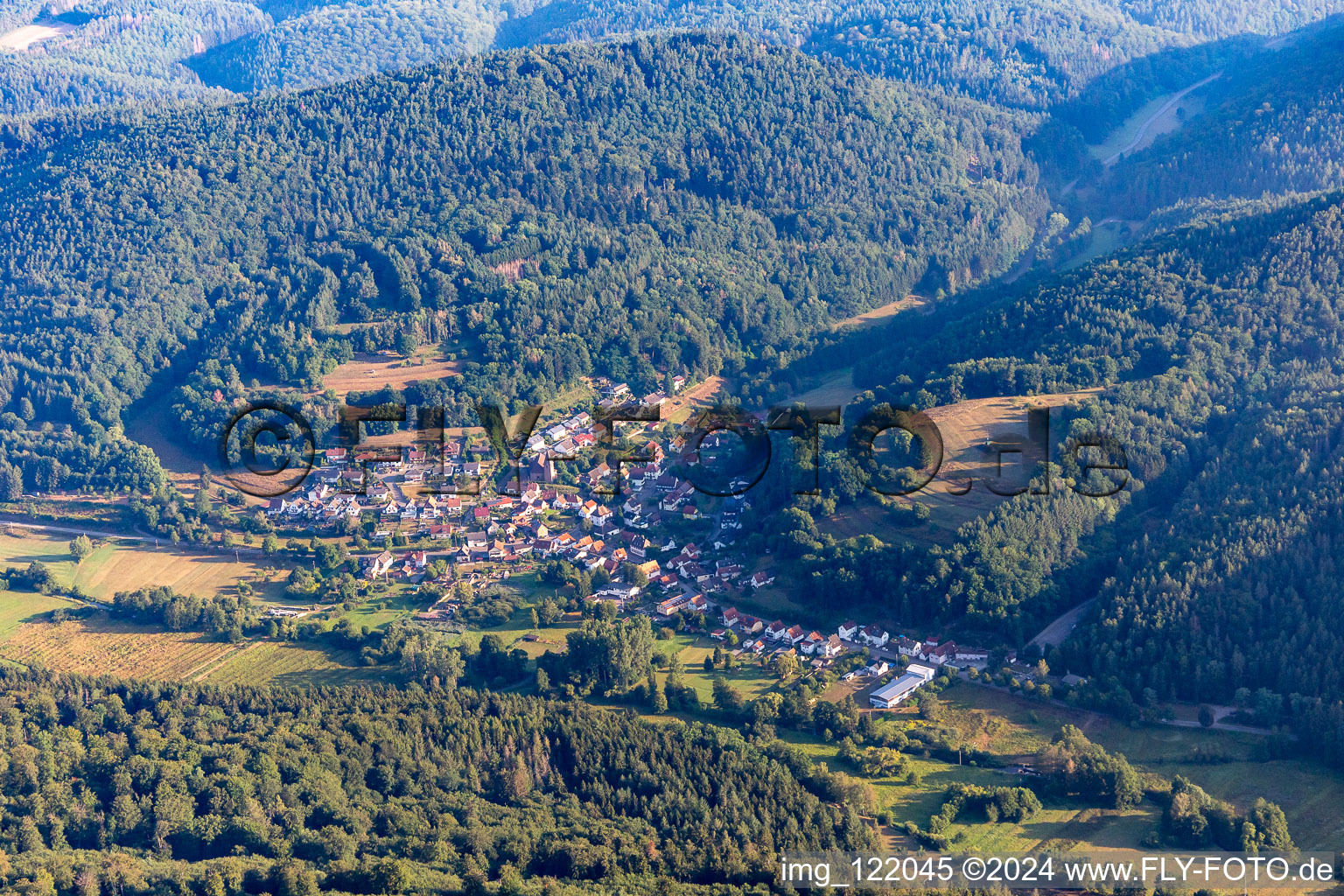 Aerial photograpy of Niederschlettenbach in the state Rhineland-Palatinate, Germany