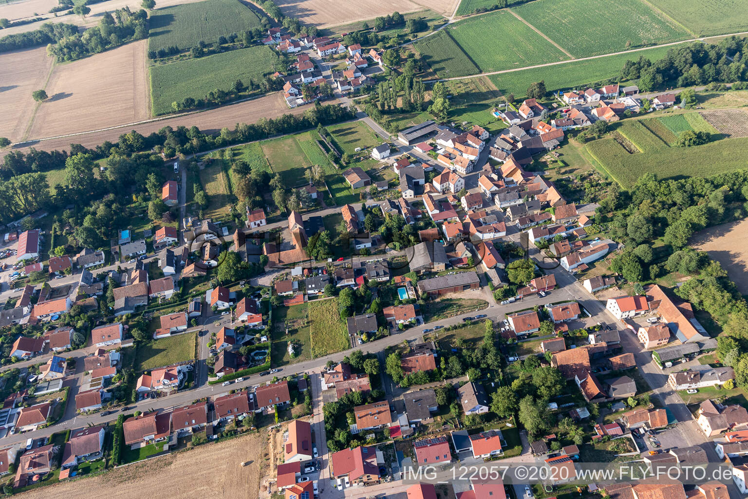 Drone image of Niederotterbach in the state Rhineland-Palatinate, Germany