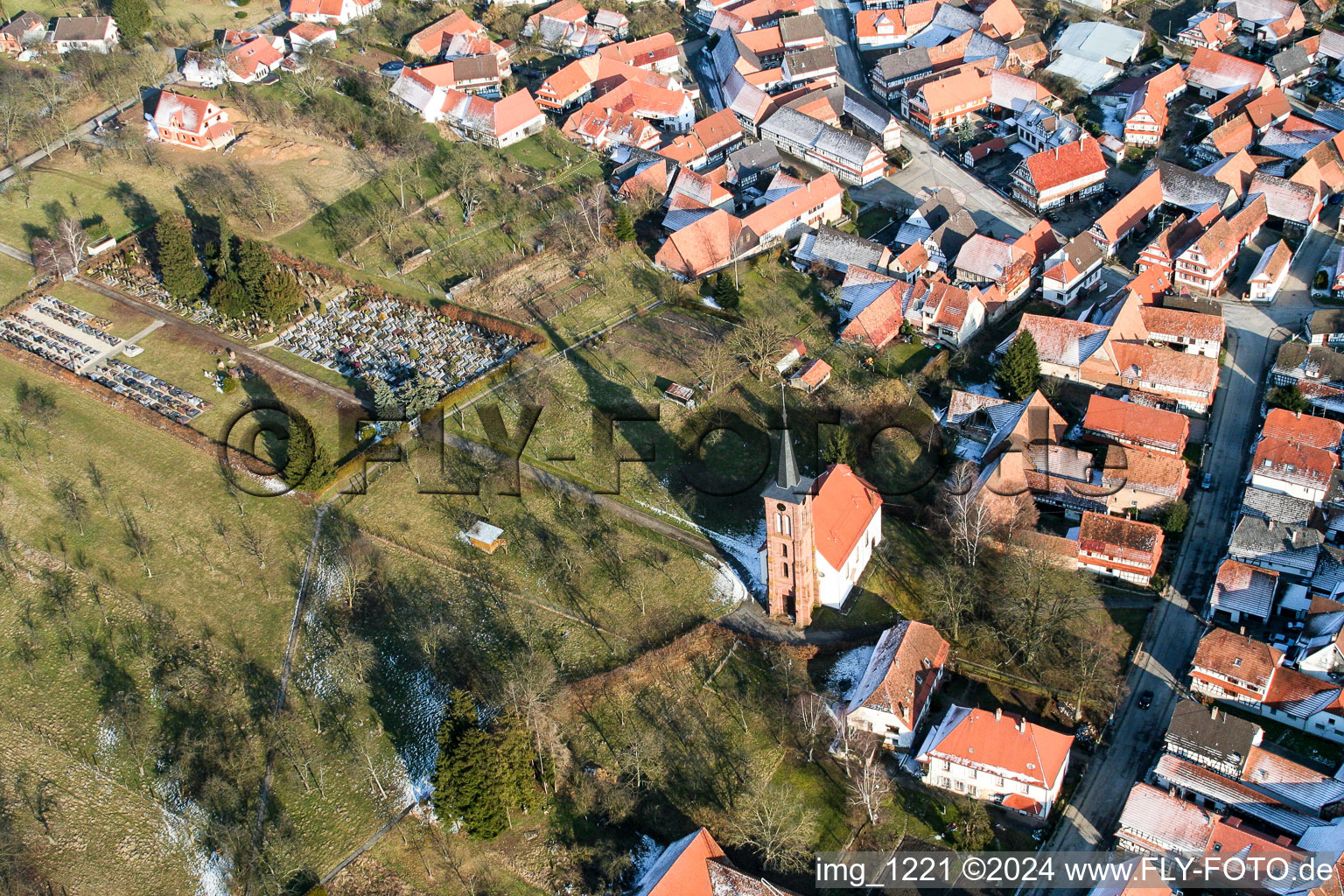 Aerial view of Hunspach in the state Bas-Rhin, France