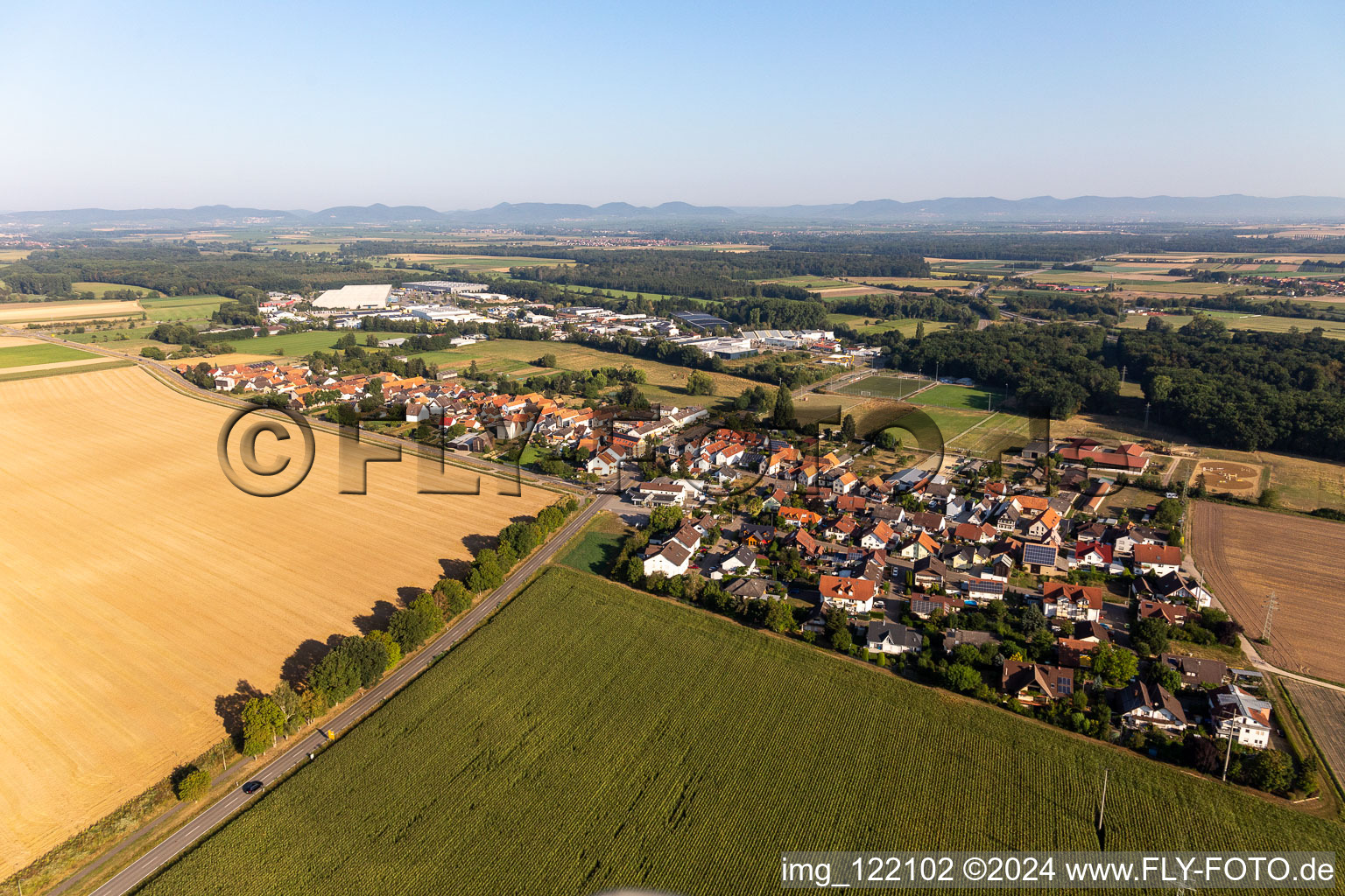 Oblique view of District Minderslachen in Kandel in the state Rhineland-Palatinate, Germany