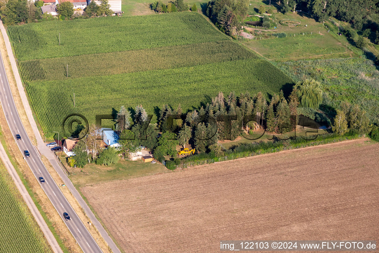 District Minderslachen in Kandel in the state Rhineland-Palatinate, Germany from above