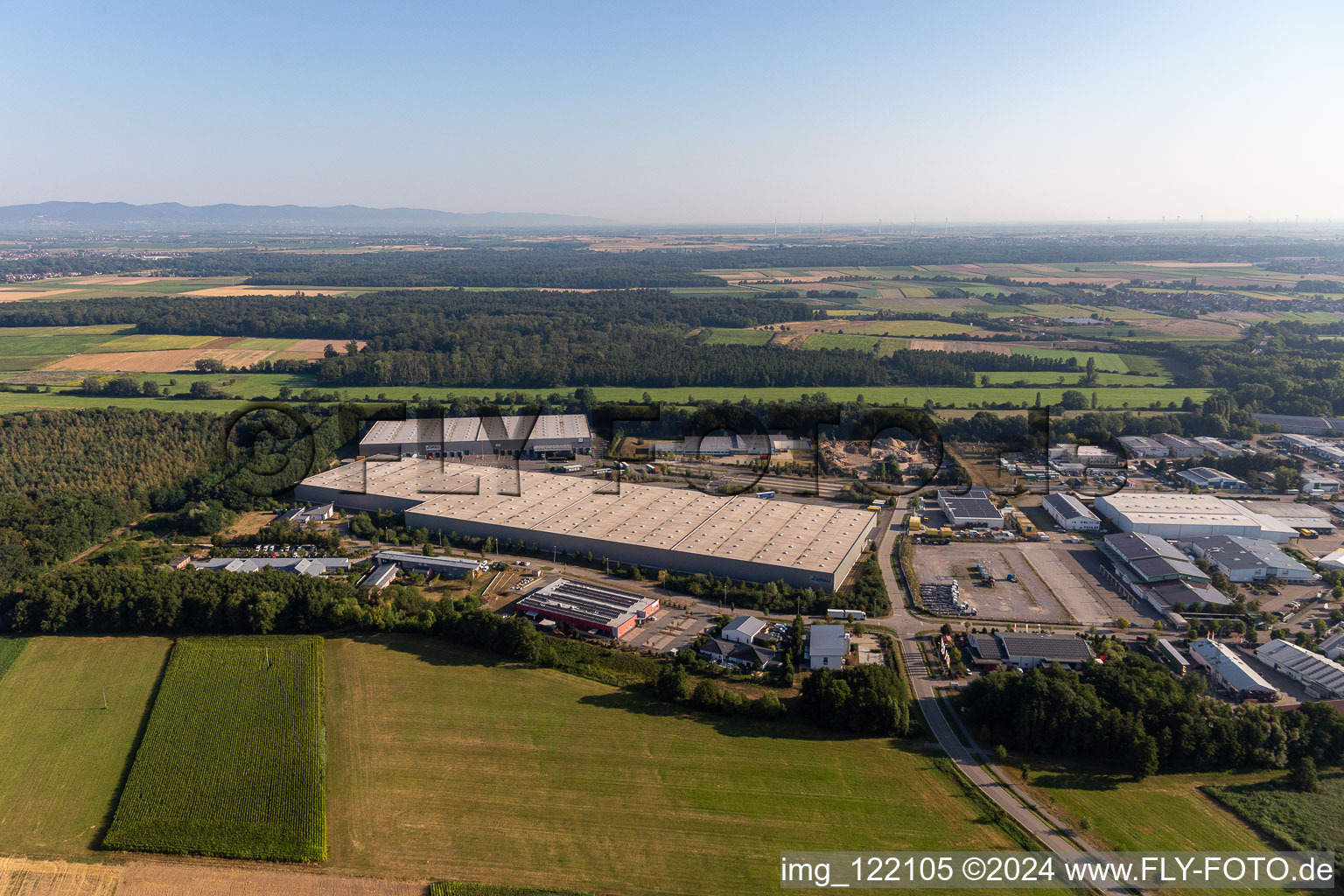 Aerial photograpy of Horst Industrial Estate in the district Minderslachen in Kandel in the state Rhineland-Palatinate, Germany