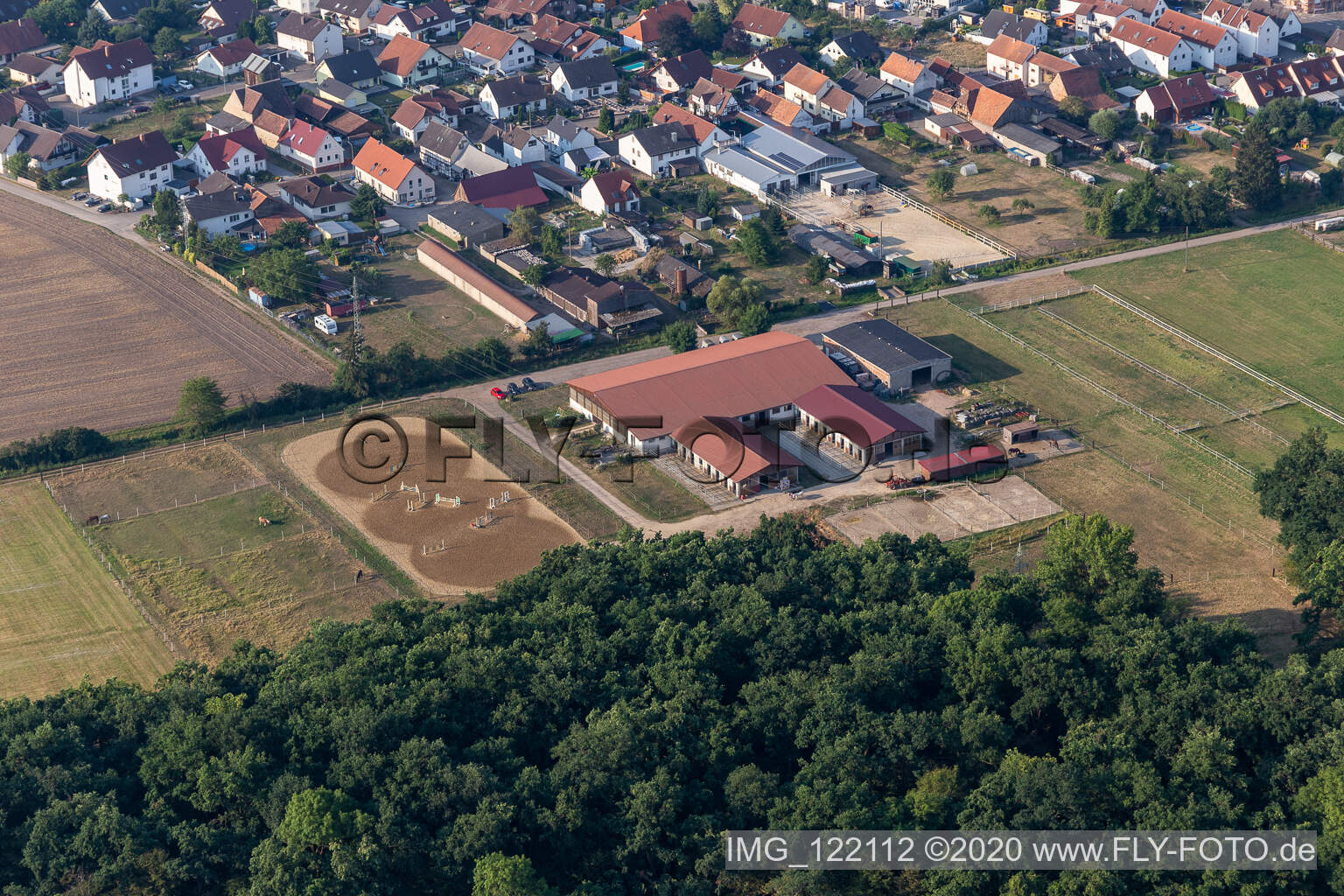 Drone recording of Erlenbach bei Kandel in the state Rhineland-Palatinate, Germany